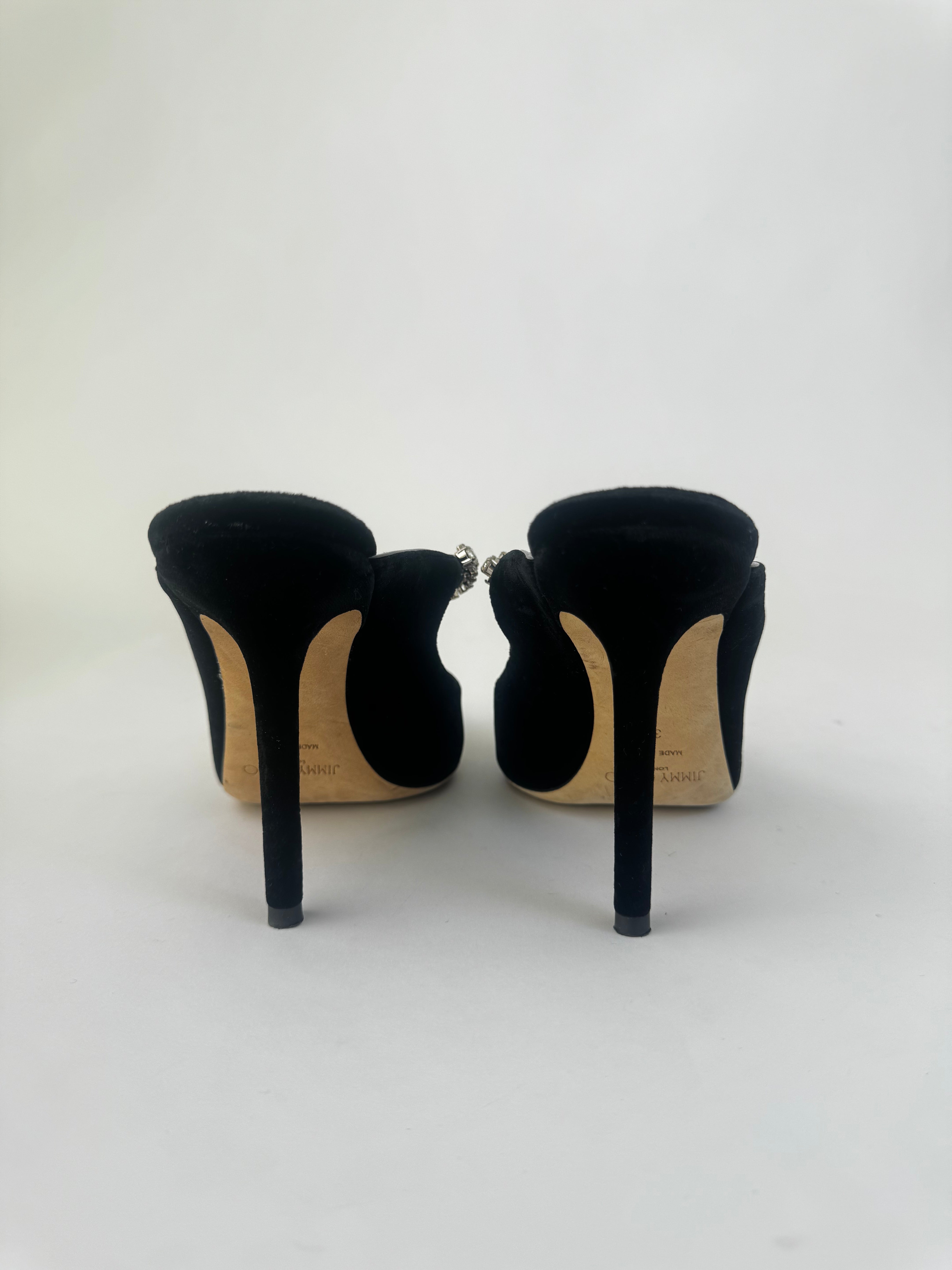 Jimmy Choo Black Velvet Crystal Pumps - 39