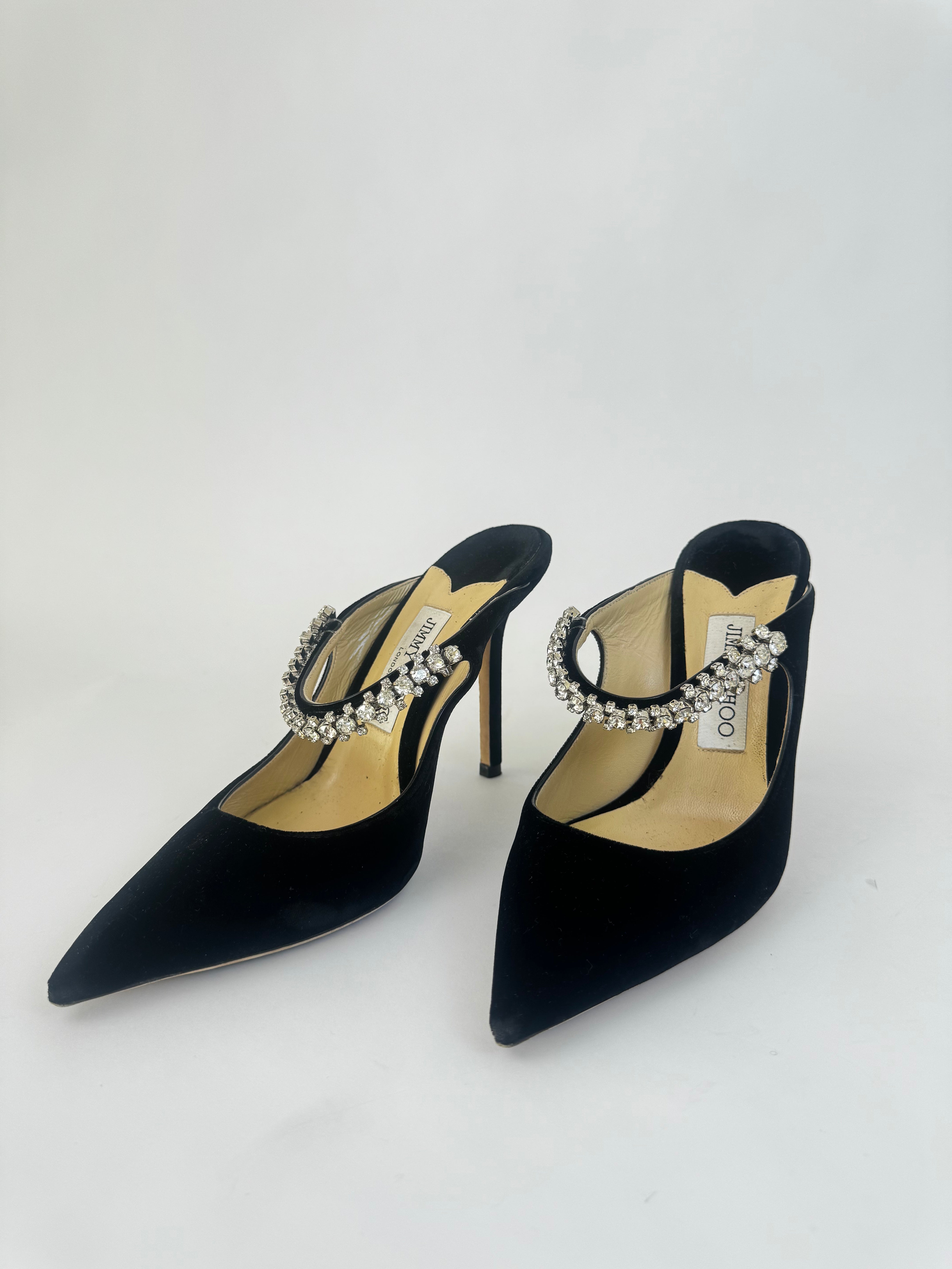 Jimmy Choo Black Velvet Crystal Pumps - 39