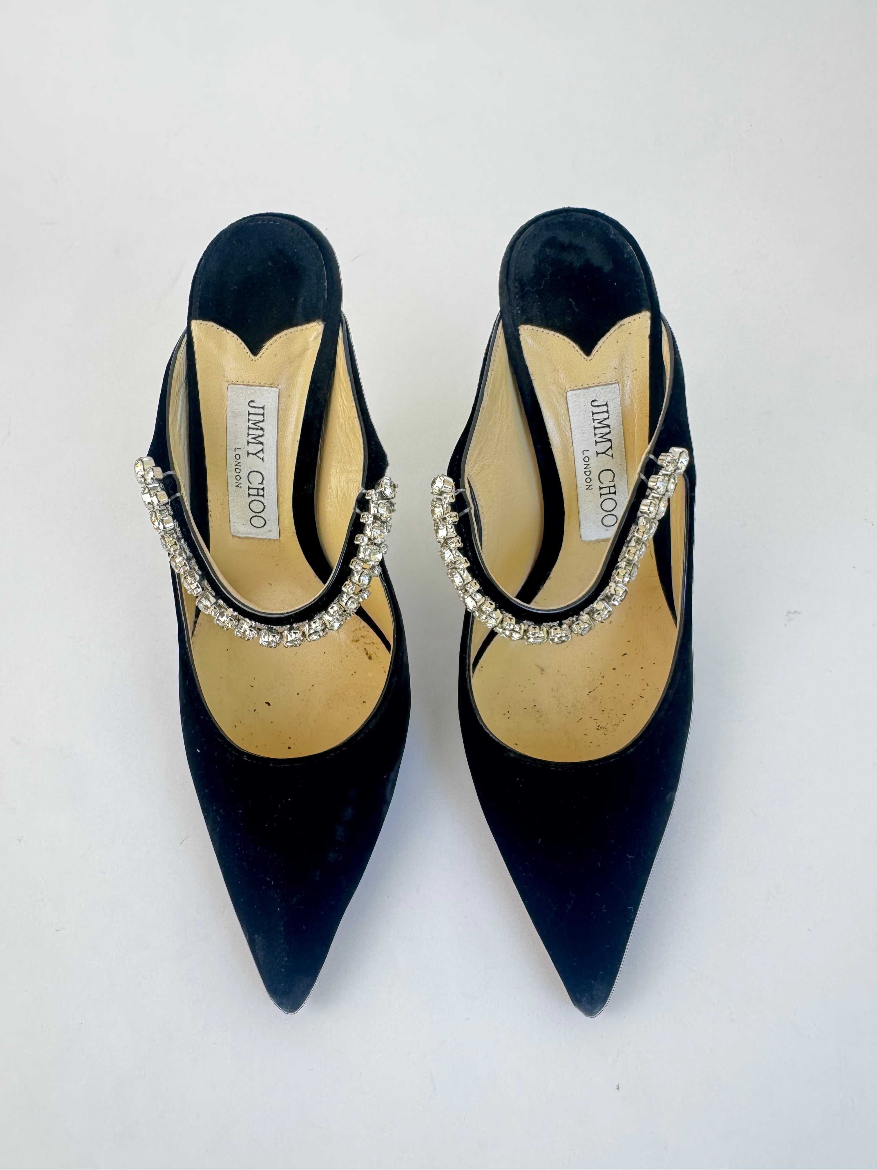 Jimmy Choo Black Velvet Crystal Pumps - 39