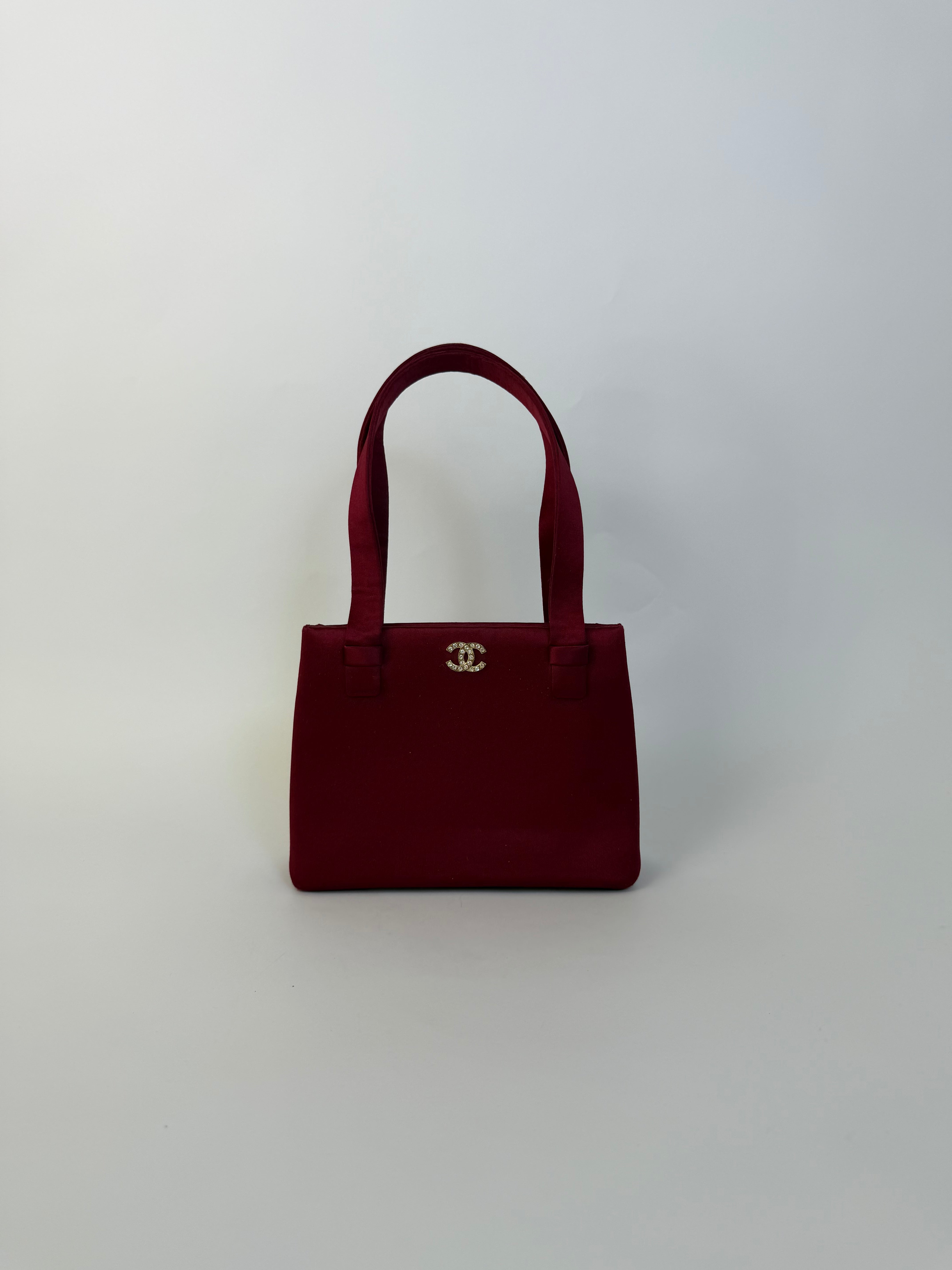 Chanel Vintage Rhinestone Evening Handbag Bordeaux
