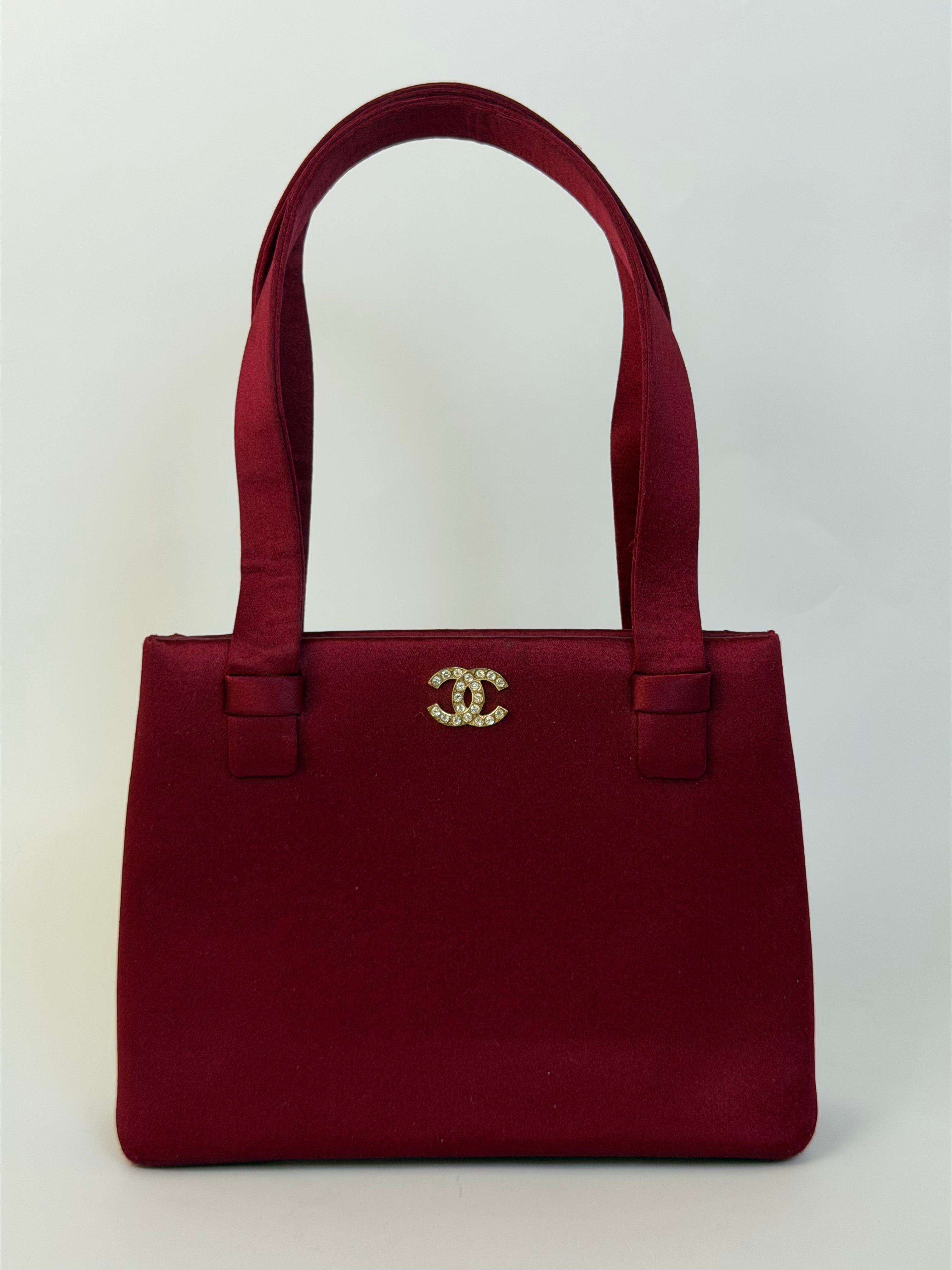 Chanel Vintage Rhinestone Evening Handbag Bordeaux