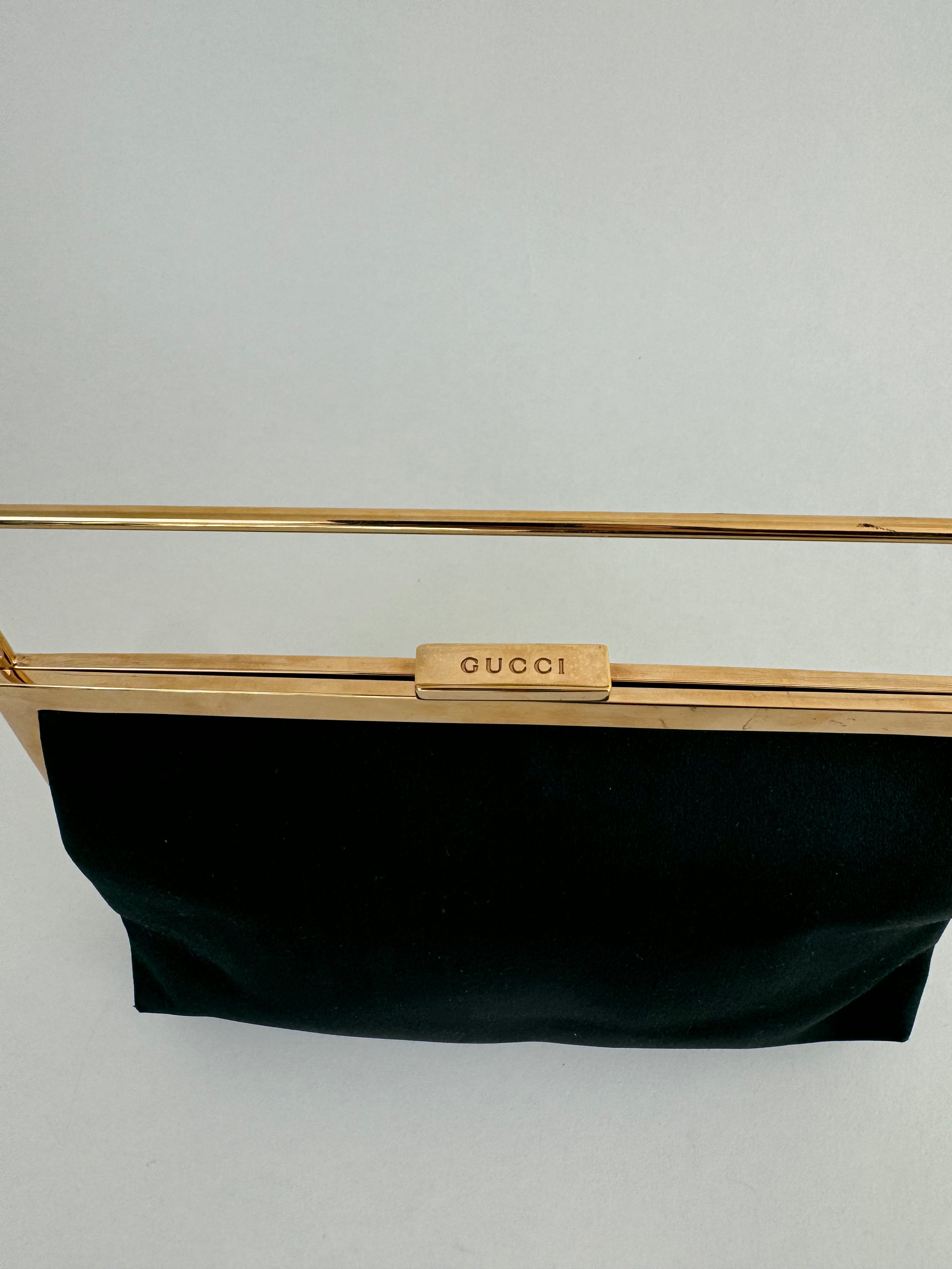 Gucci Satin Green Kisslock Evening Bag