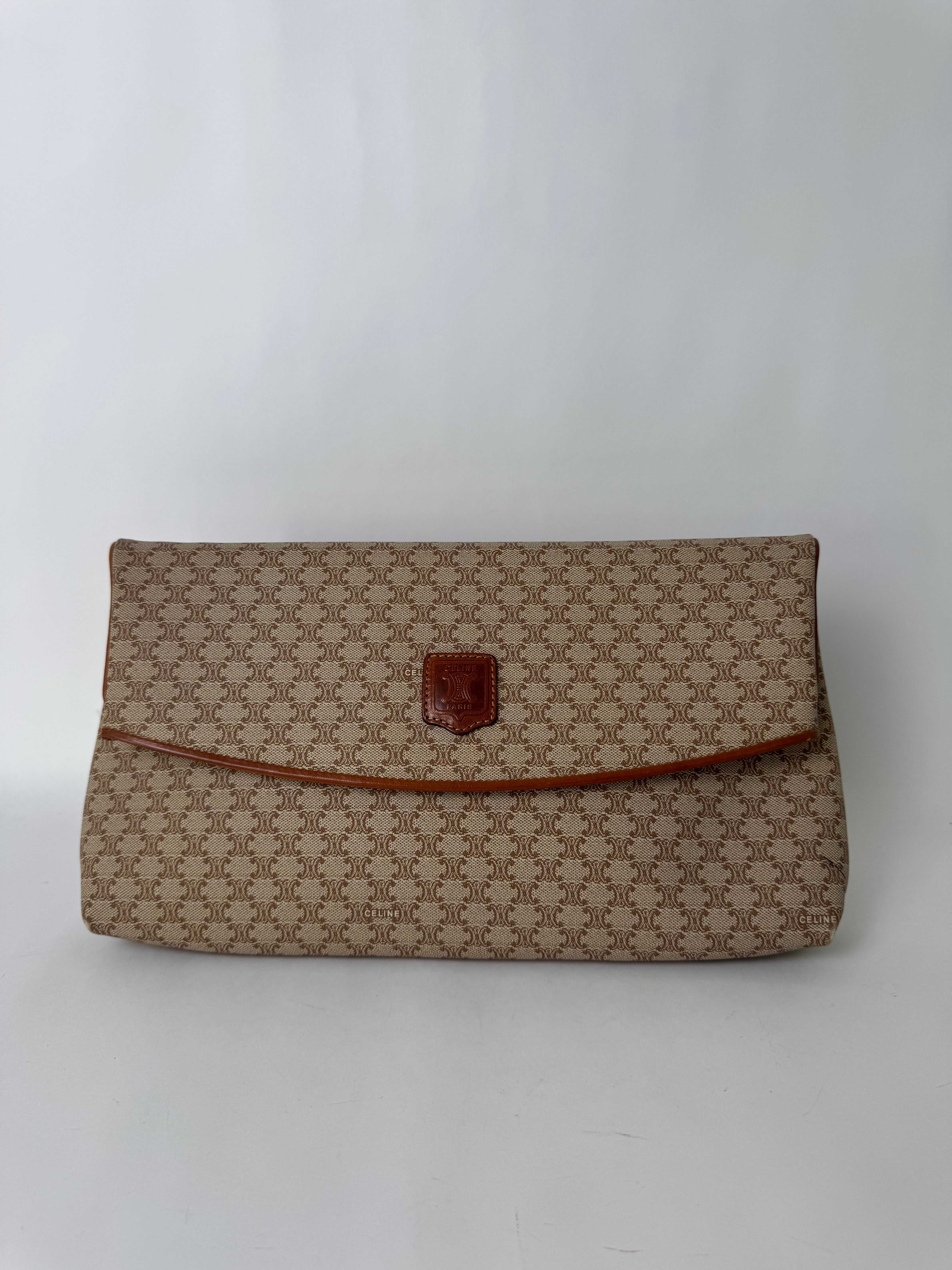 Celine Vintage Macadam Clutch Cream