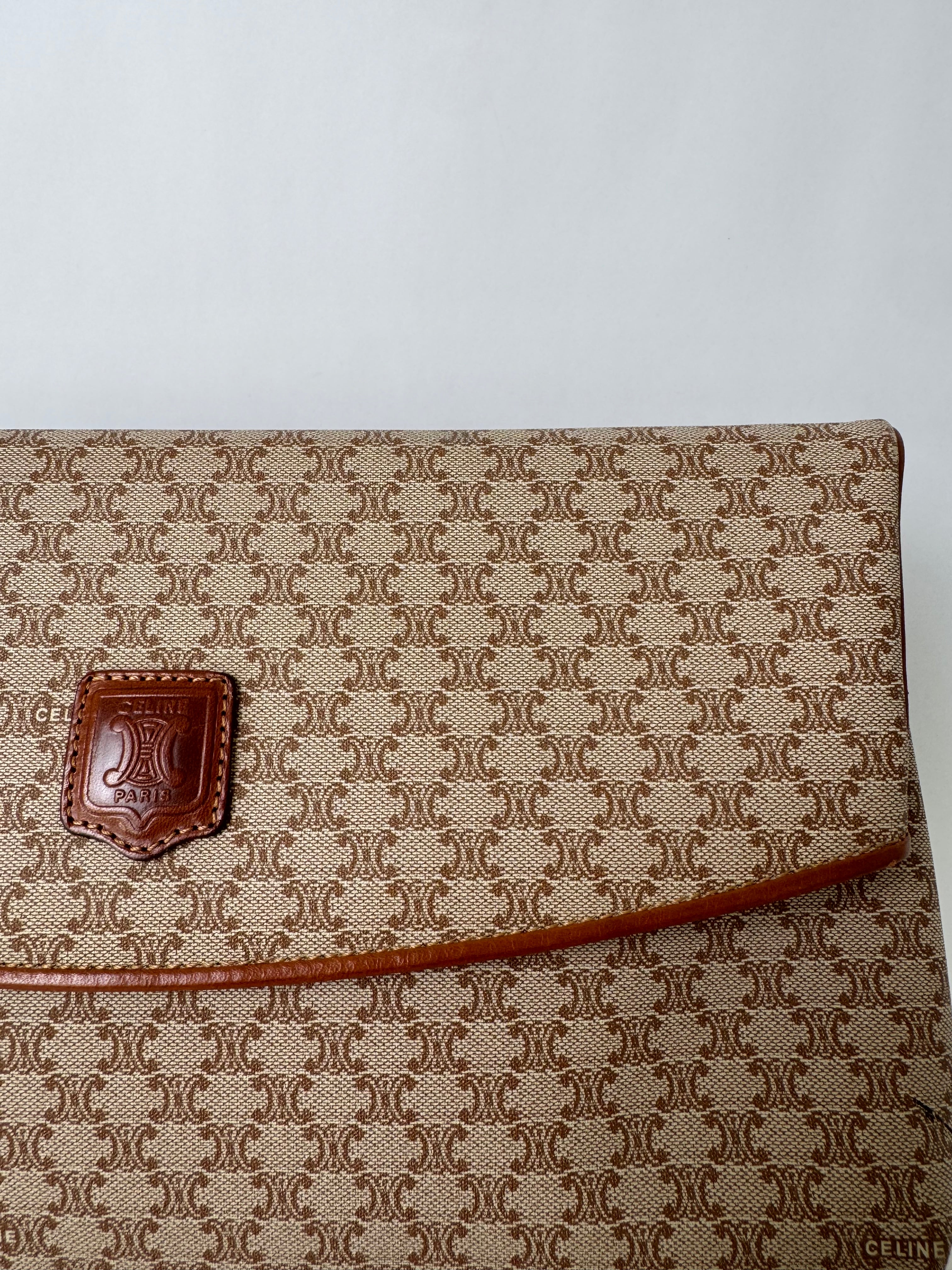 Celine Vintage Macadam Clutch Cream