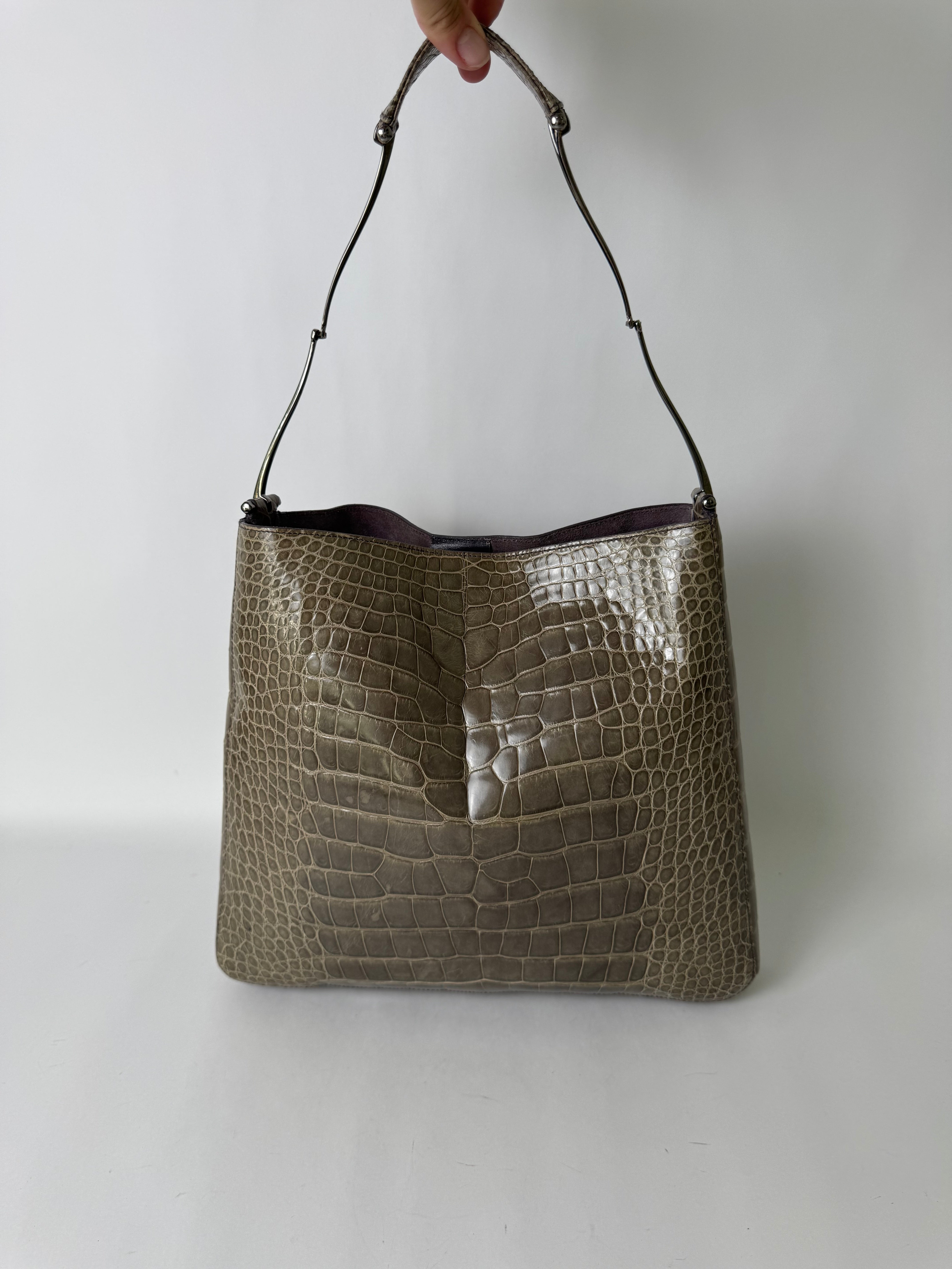 Gucci Tom Ford Slim Horsebit Alligator Shoulder Bag Rare