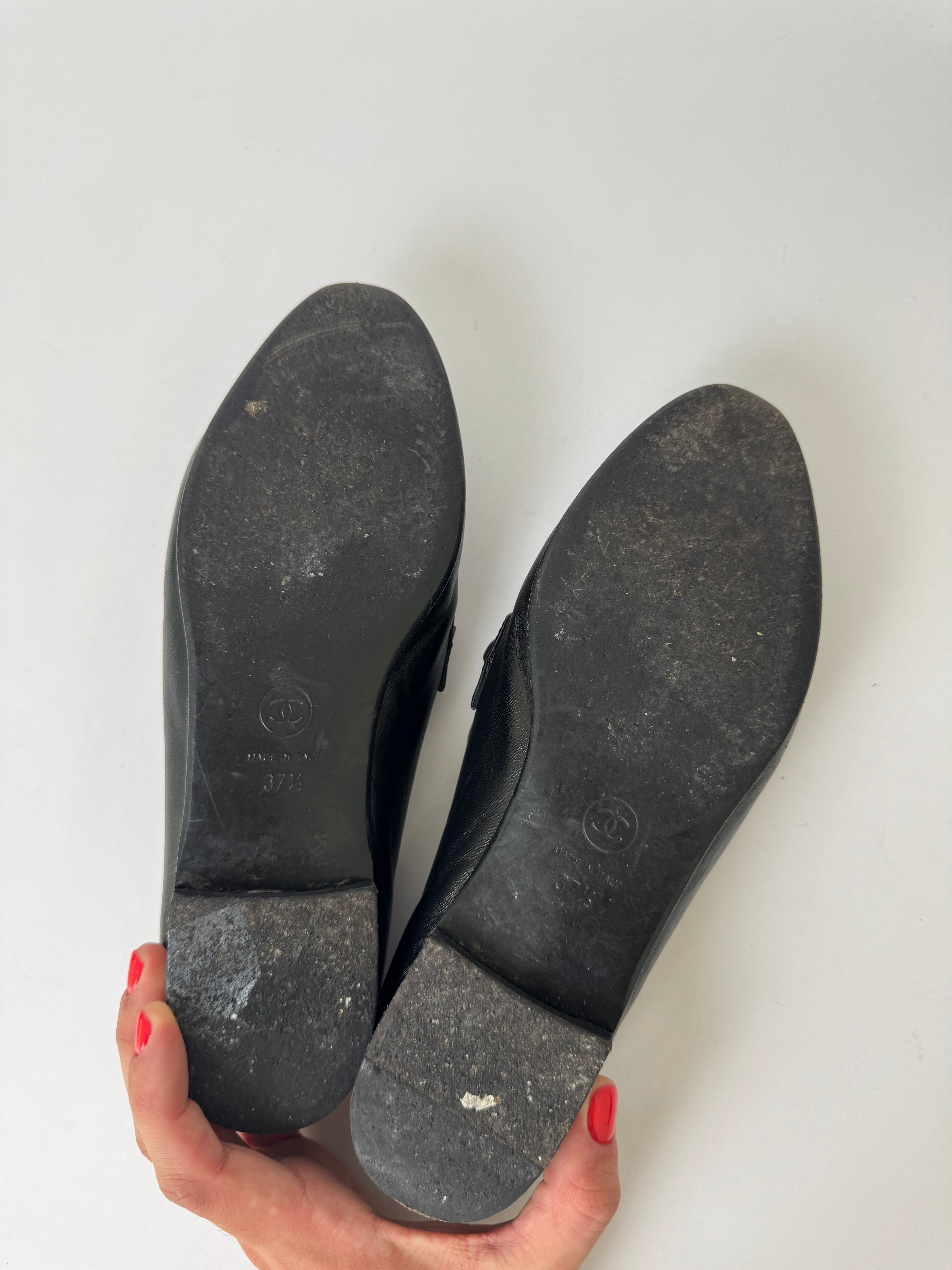 Chanel Lambskin CC Chain Loafers 37.5