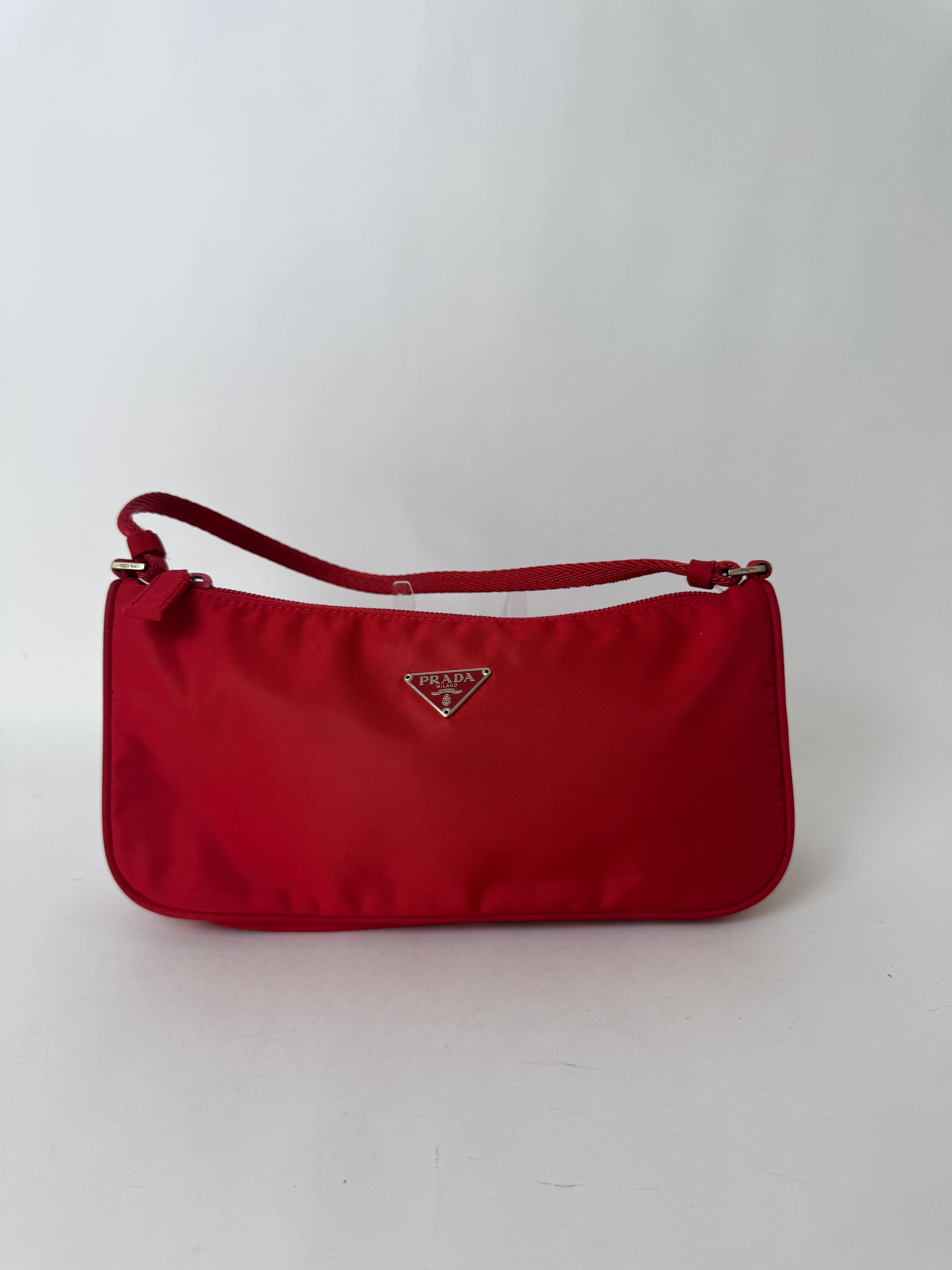 Prada Red Nylon Hand Bag