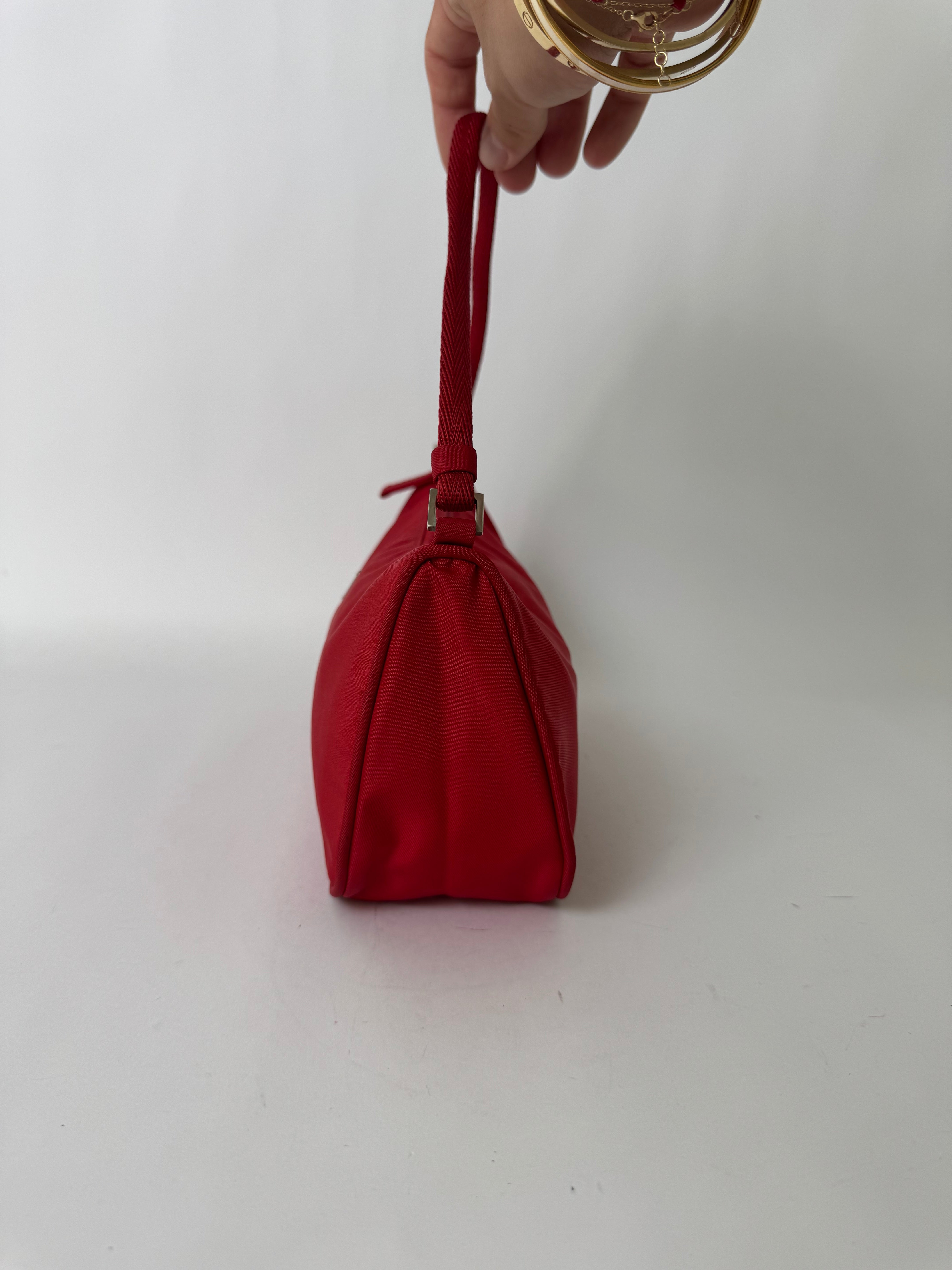 Prada Red Nylon Hand Bag