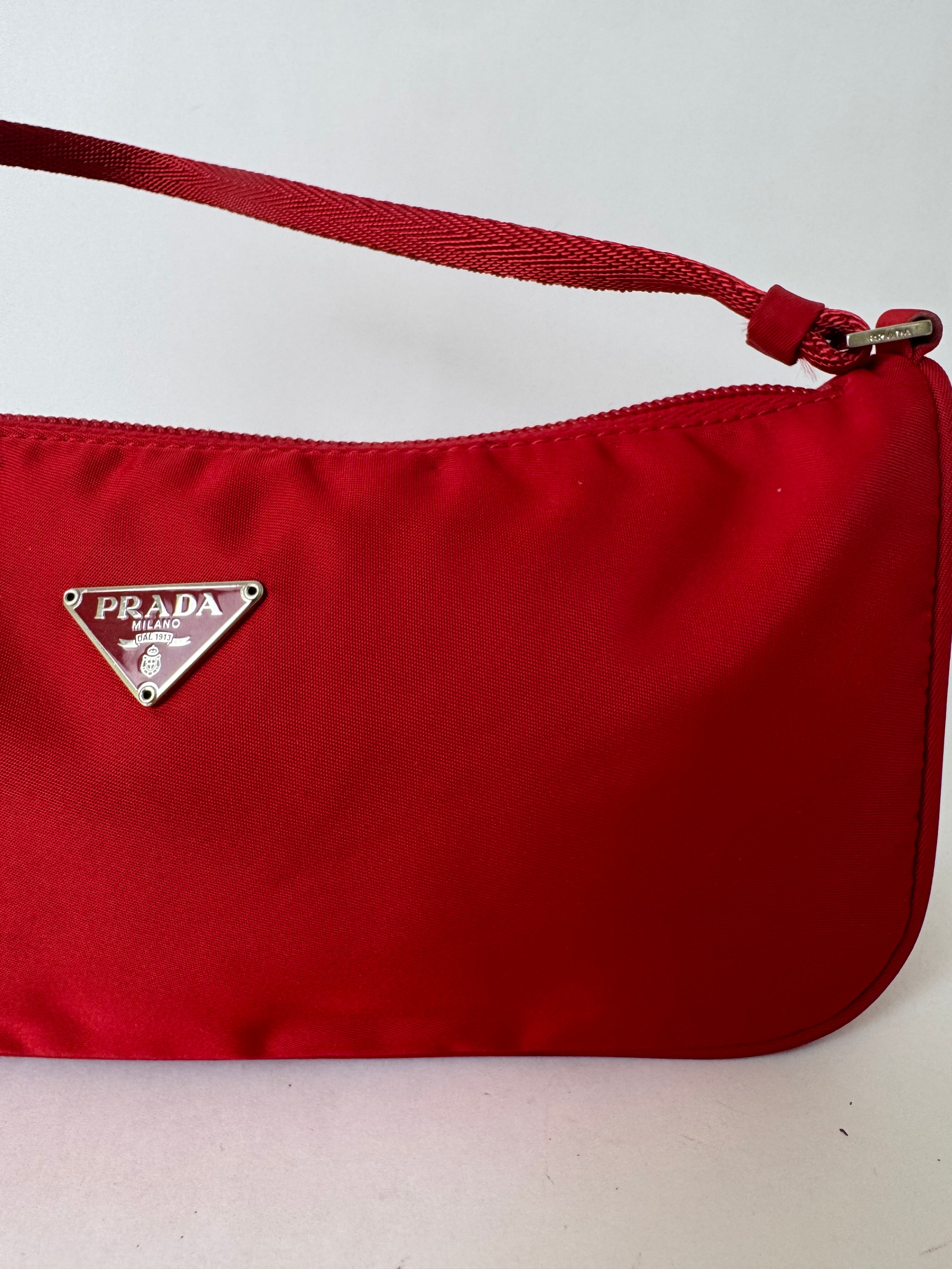 Prada Red Nylon Hand Bag