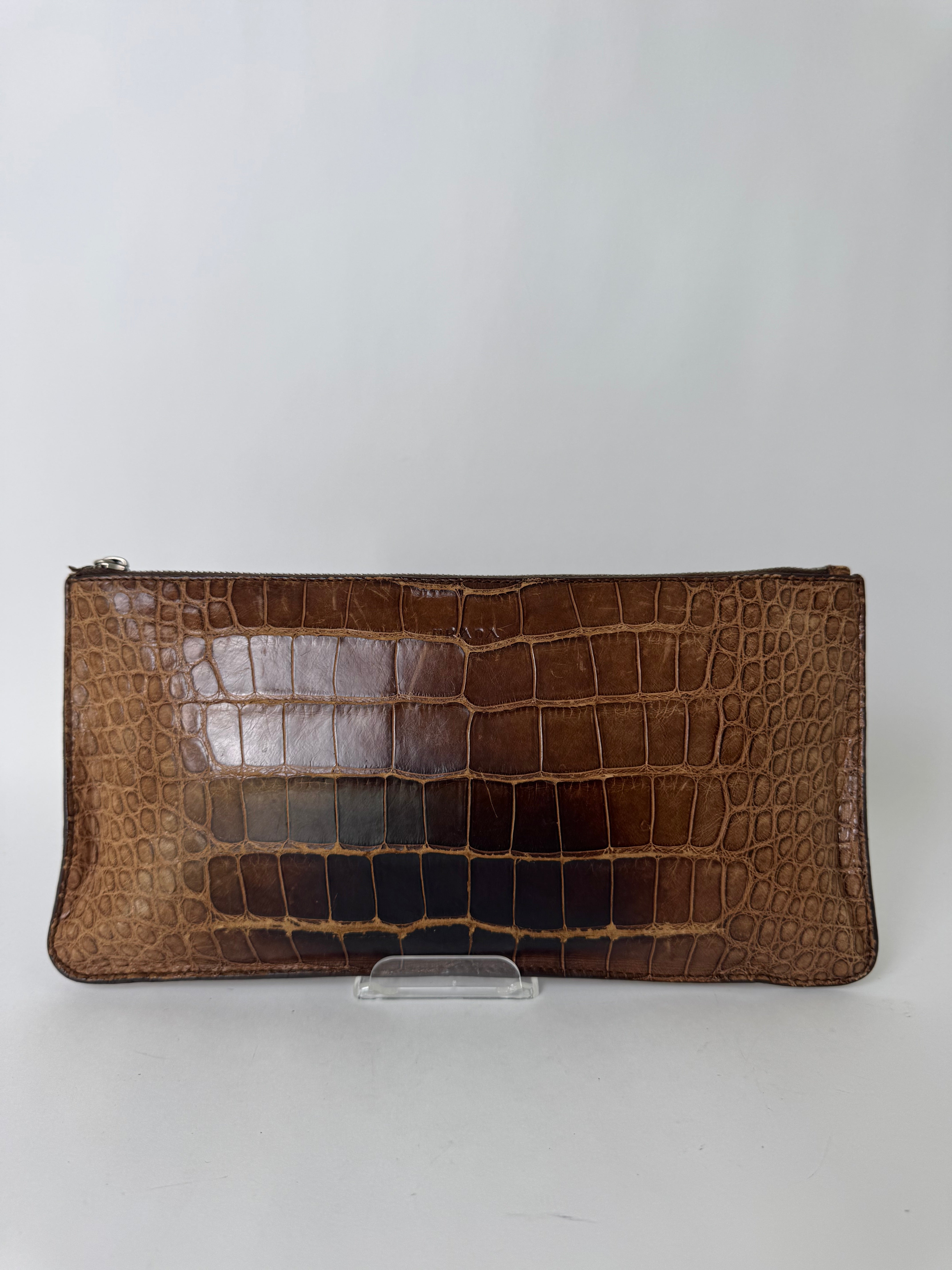 Gucci Brown Alligator Clutch