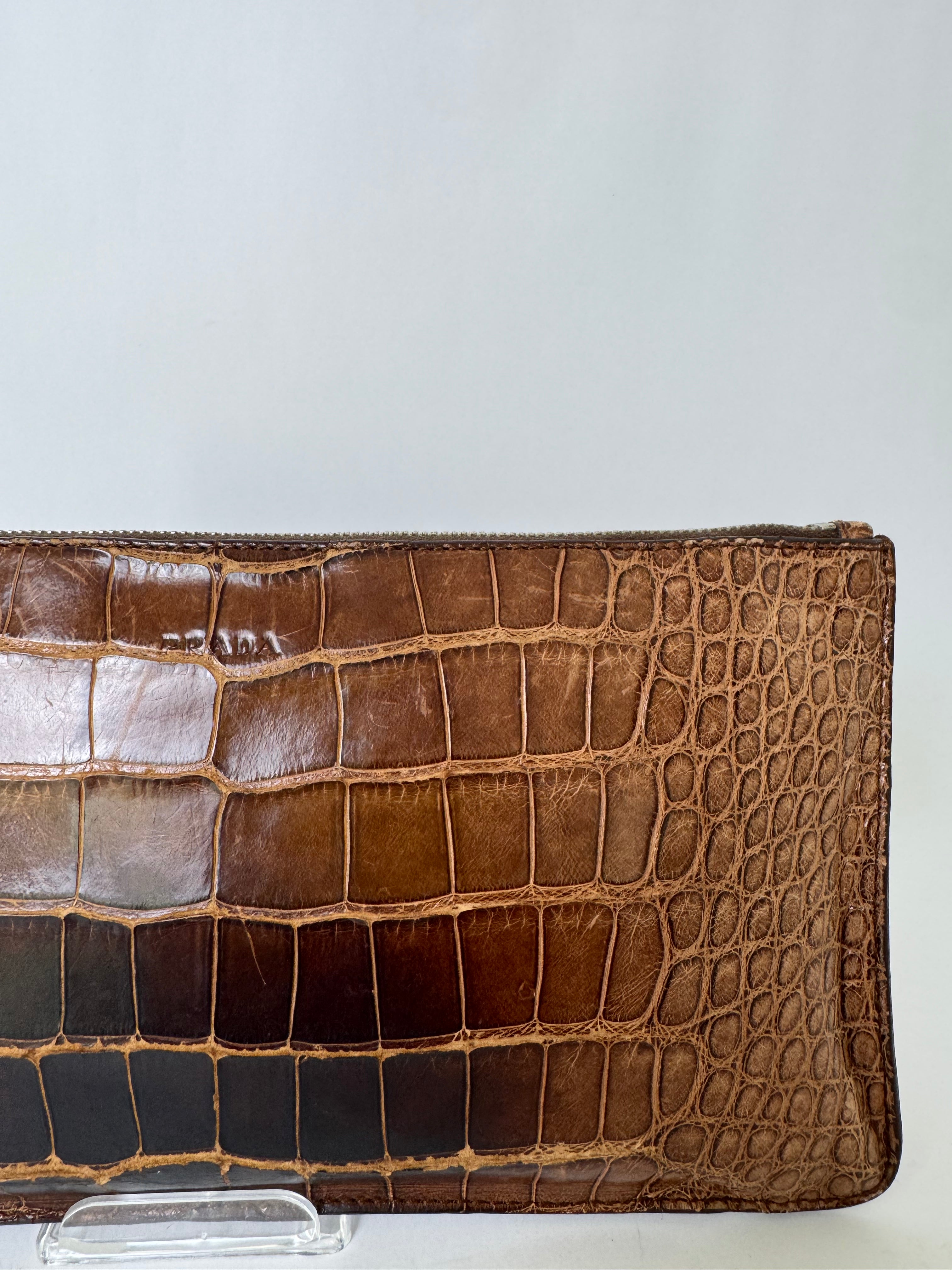 Gucci Brown Alligator Clutch