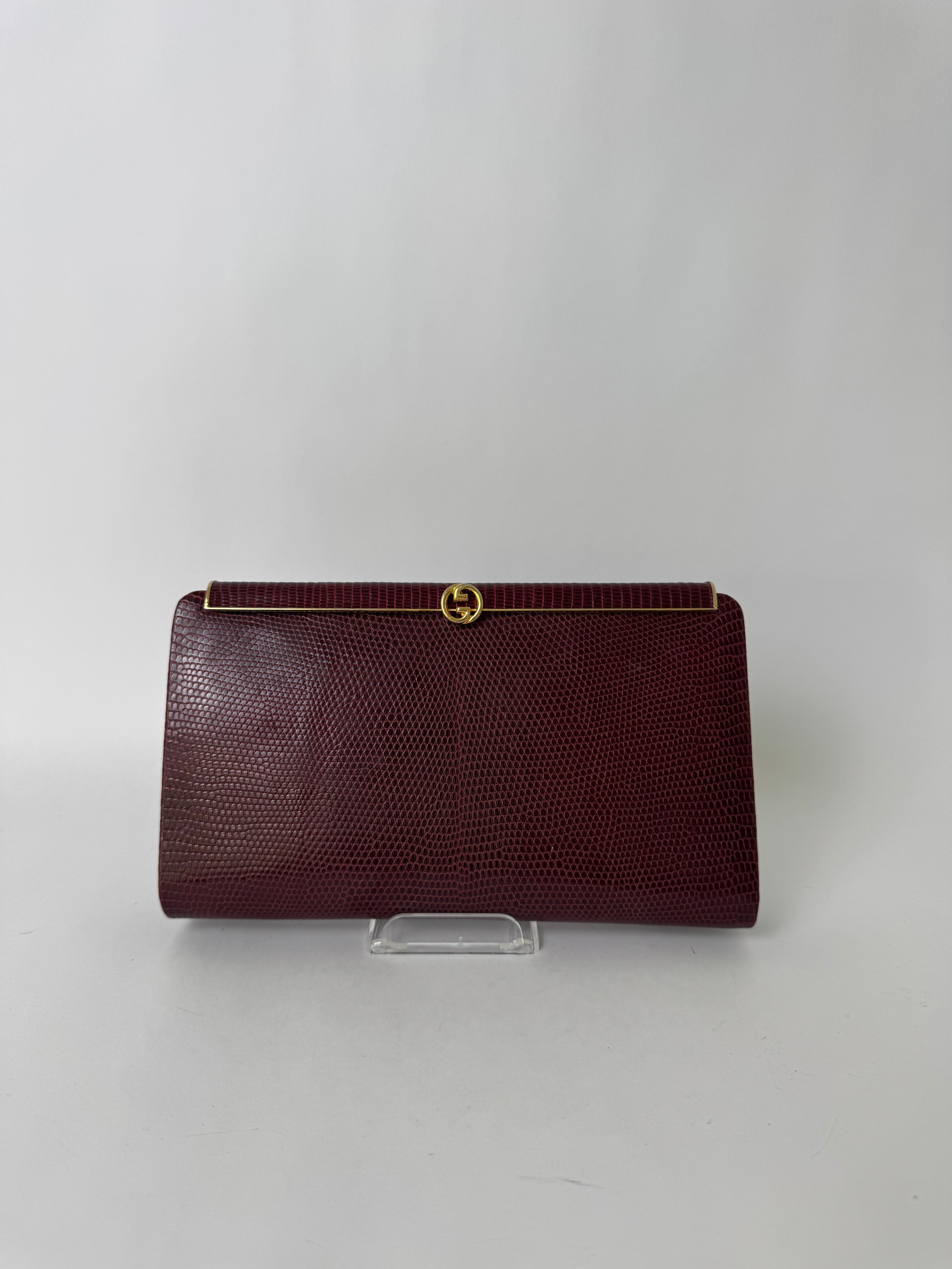 Gucci Burgundy Lizard Leather Clutch
