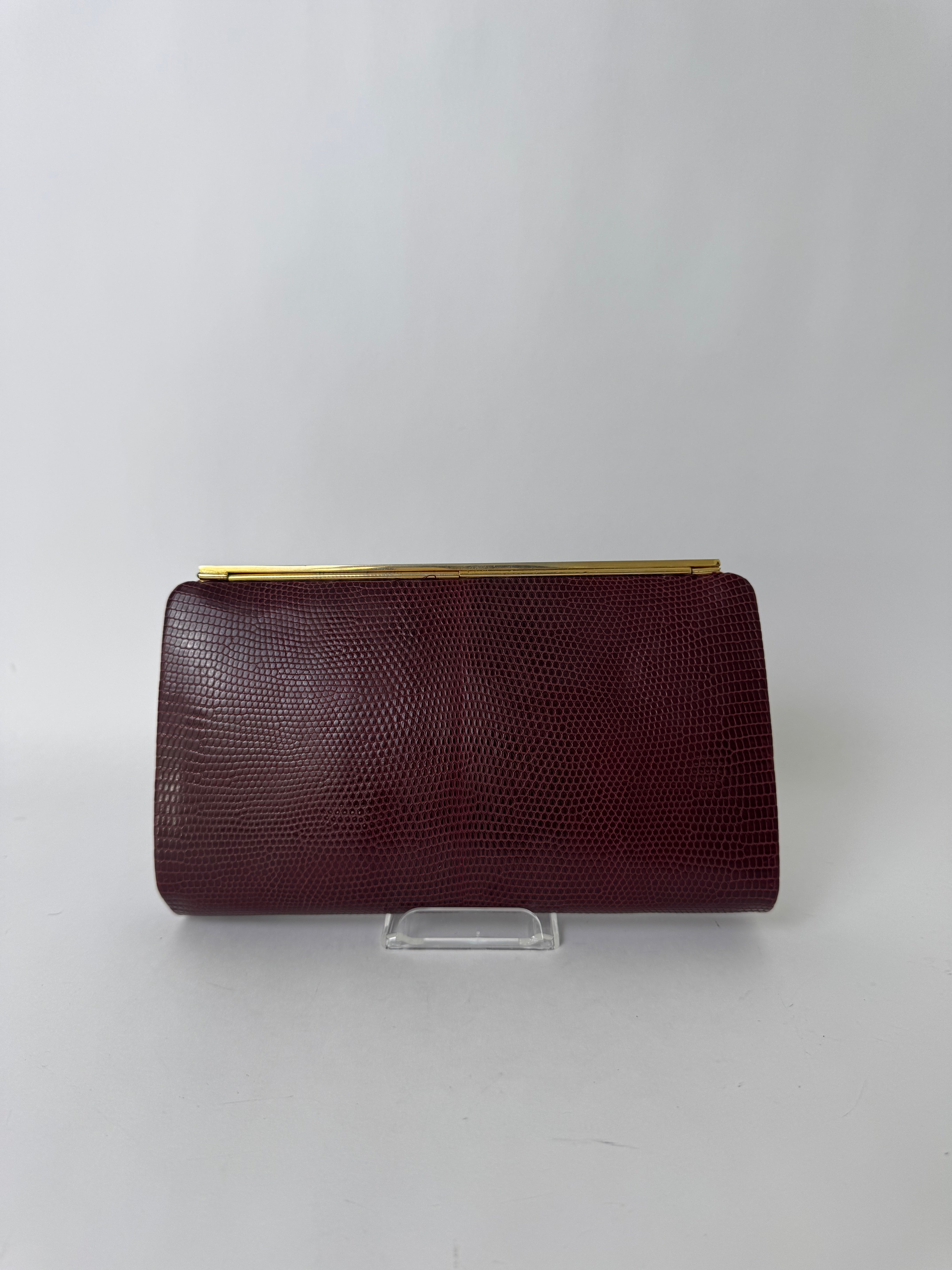 Gucci Burgundy Lizard Leather Clutch