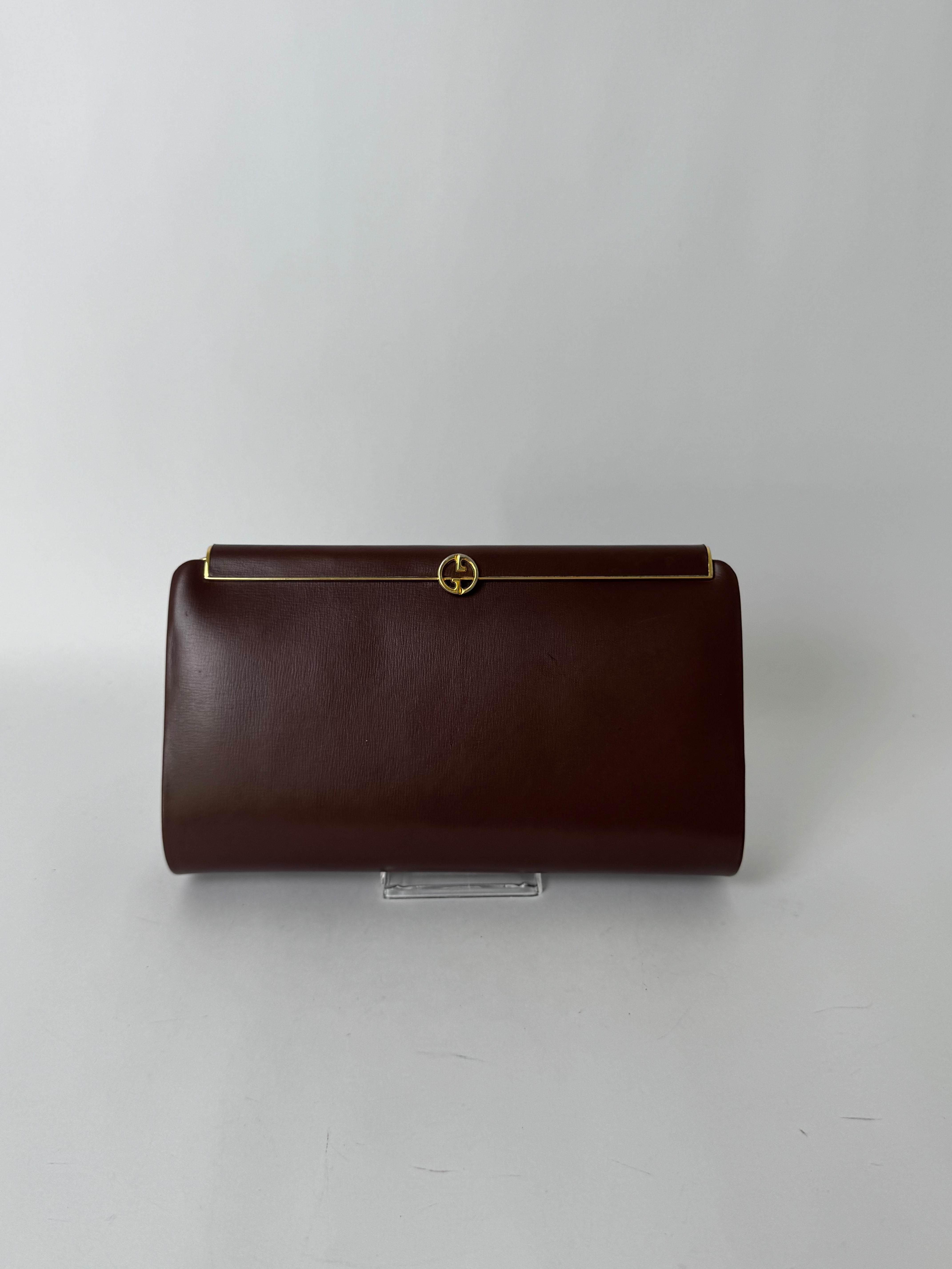 Gucci Brown Leather Vintage Clutch