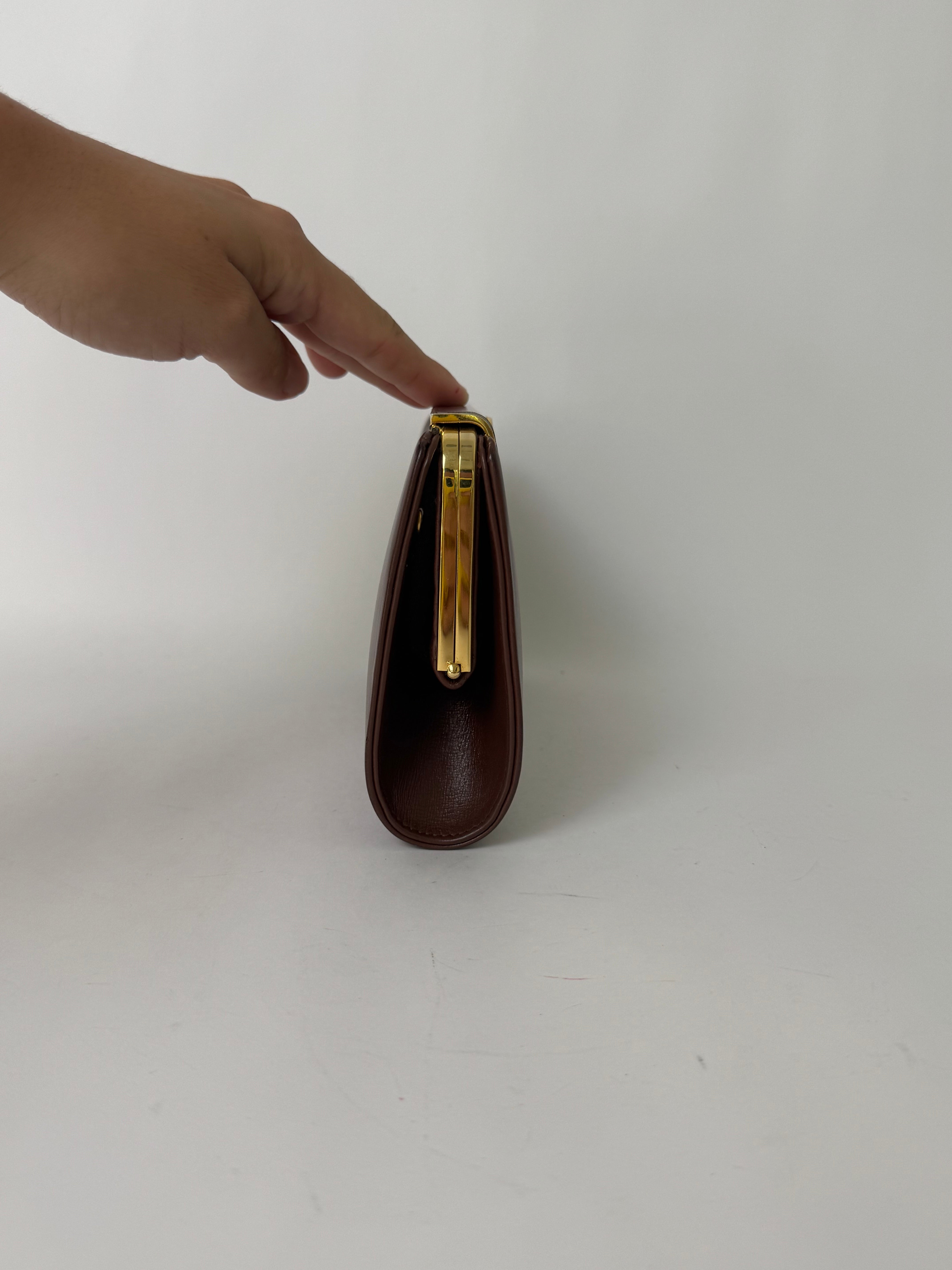 Gucci Brown Leather Vintage Clutch