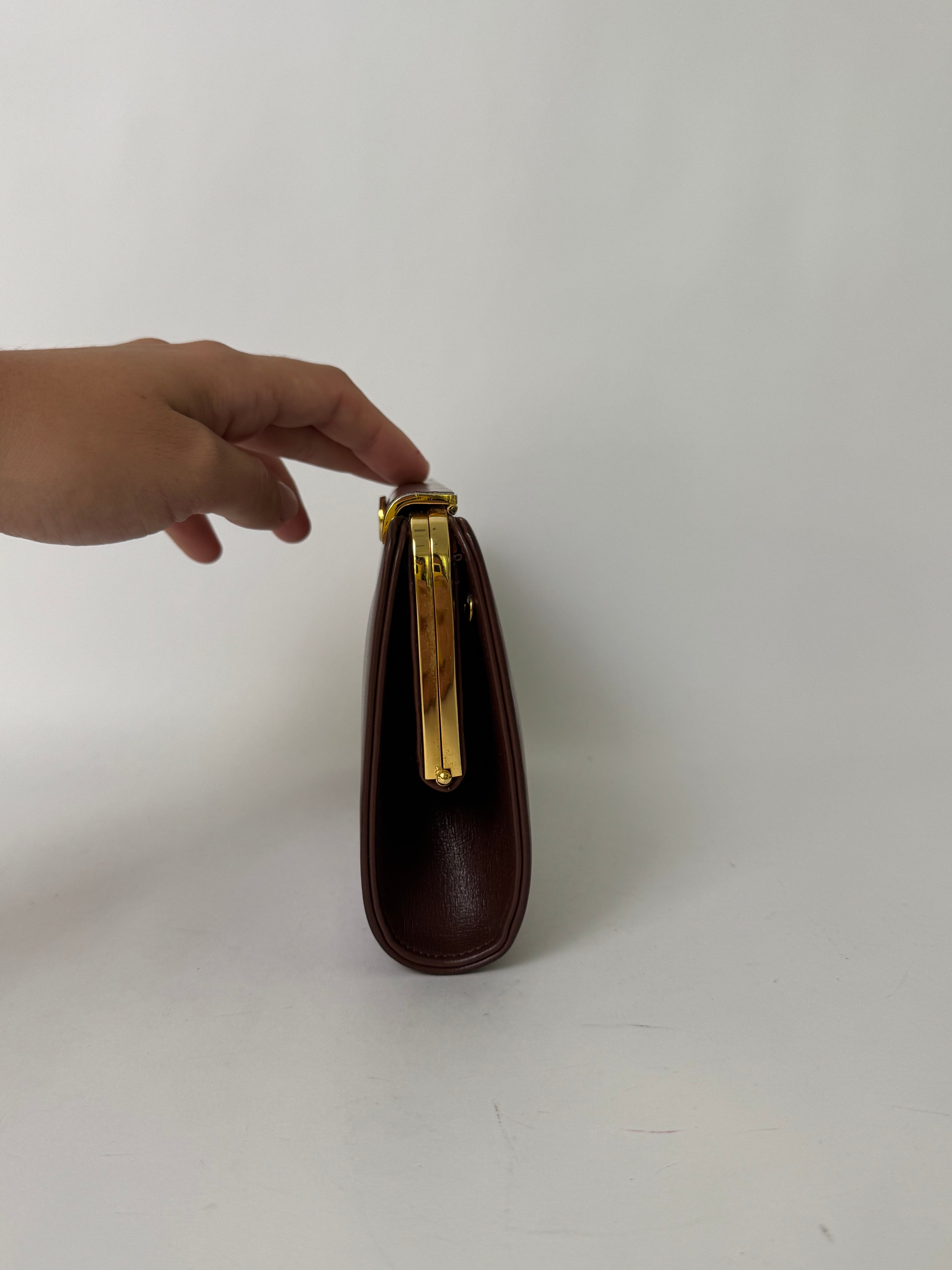 Gucci Brown Leather Vintage Clutch