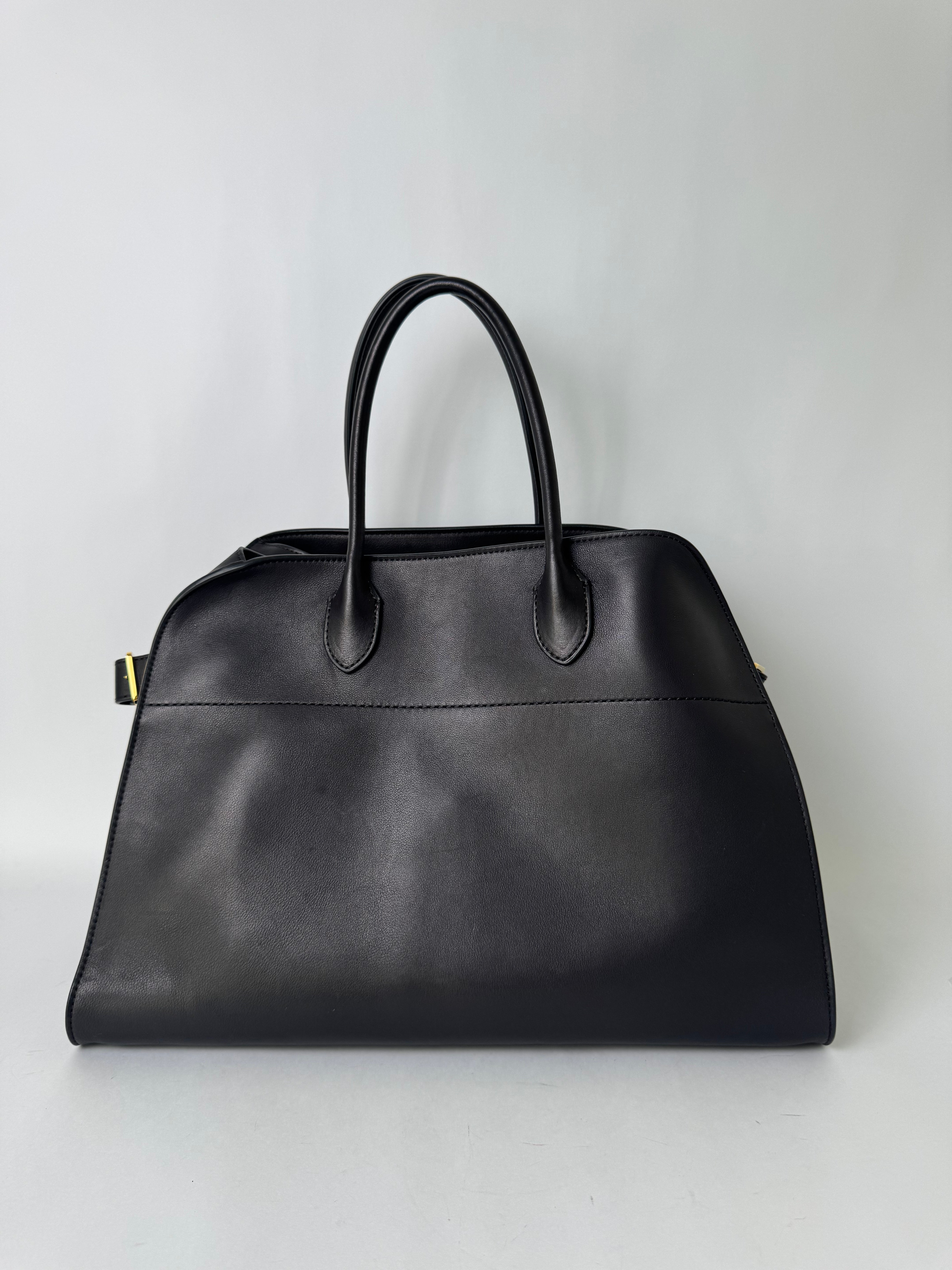 The Row Margaux 15 Smooth Leather Bag Black New