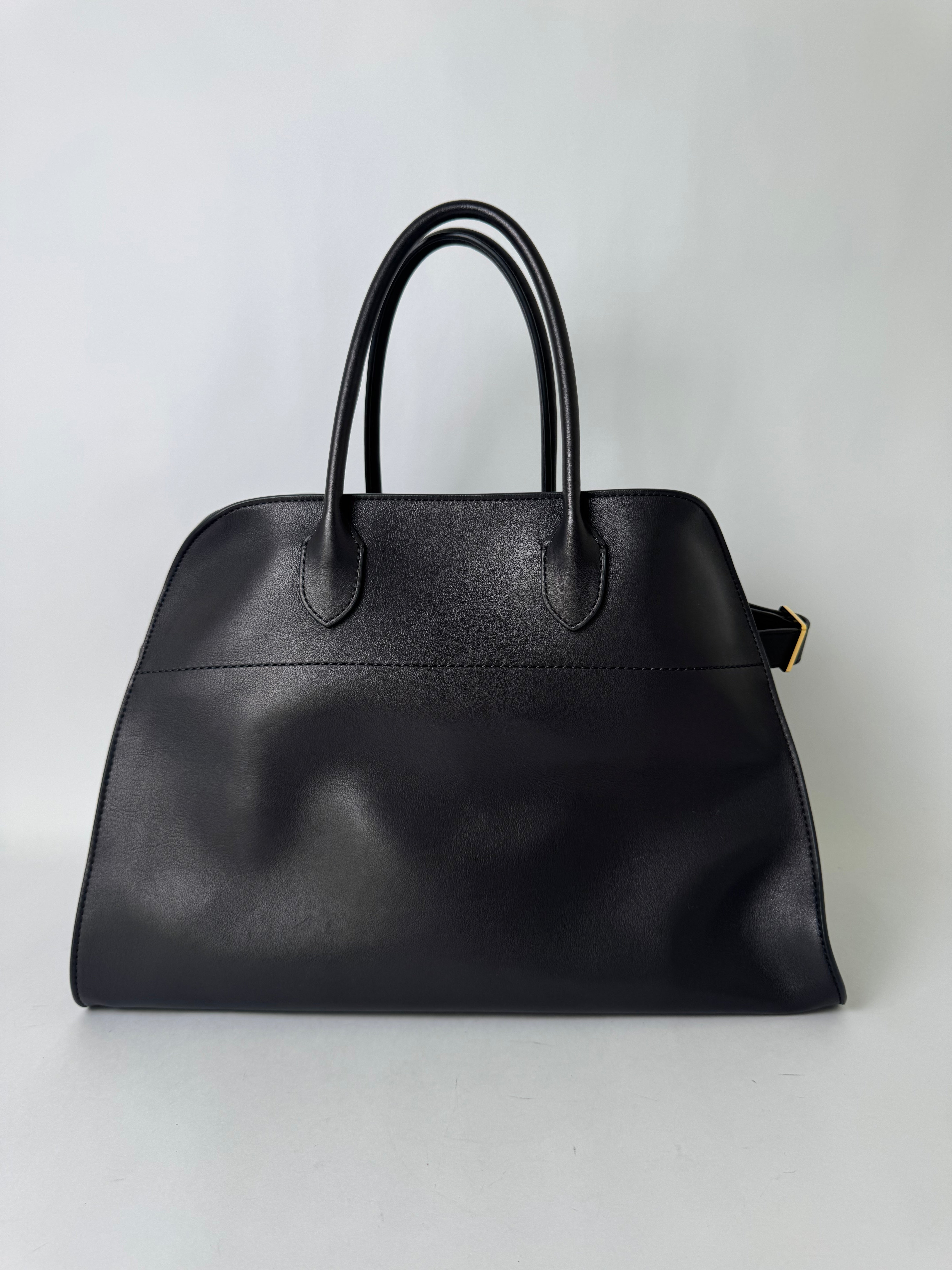 The Row Margaux 15 Smooth Leather Bag Black New