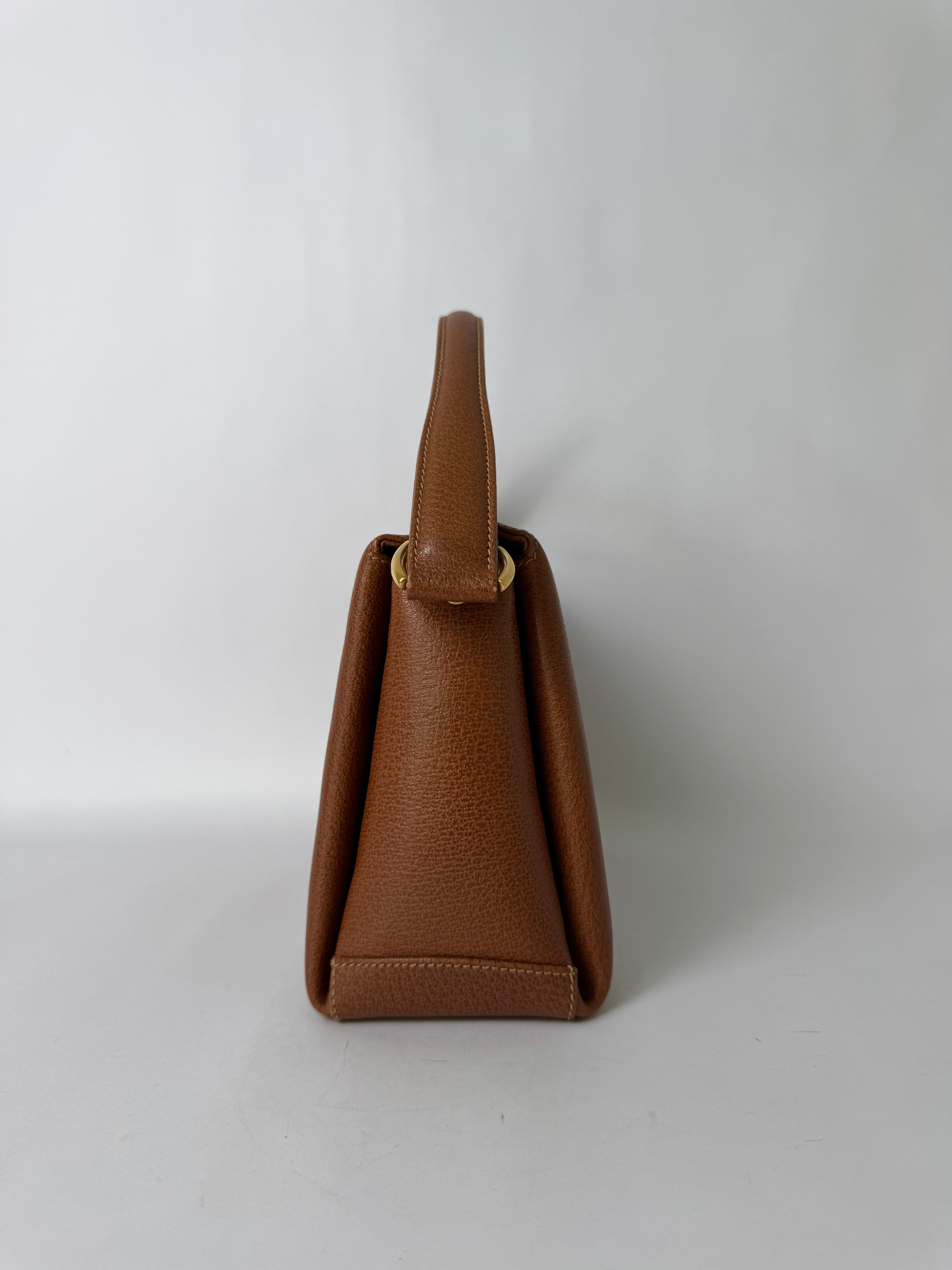Gucci Brown Leather Bamboo Handle Bag