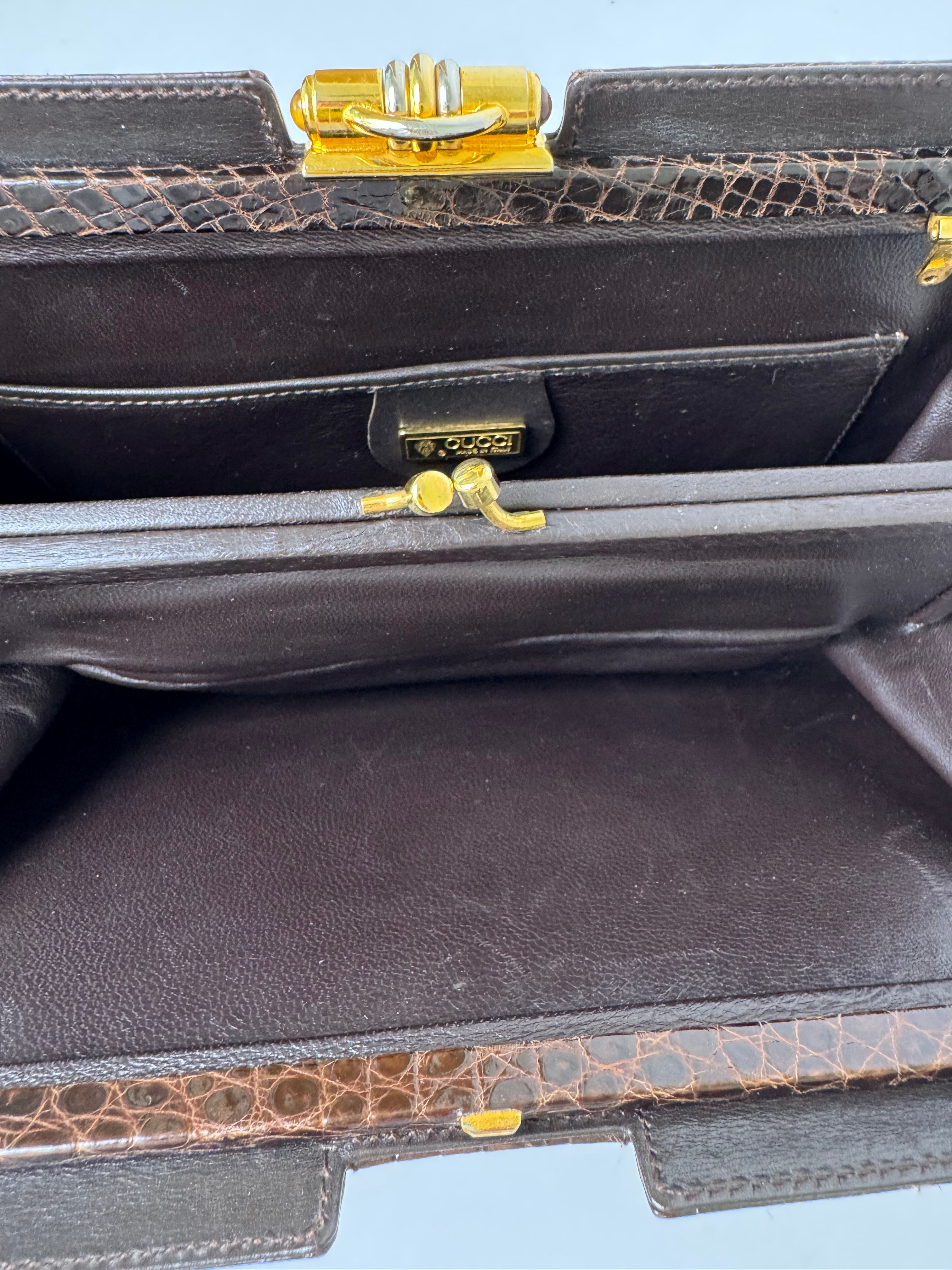 Gucci Vintage Brown Alligator Clutch