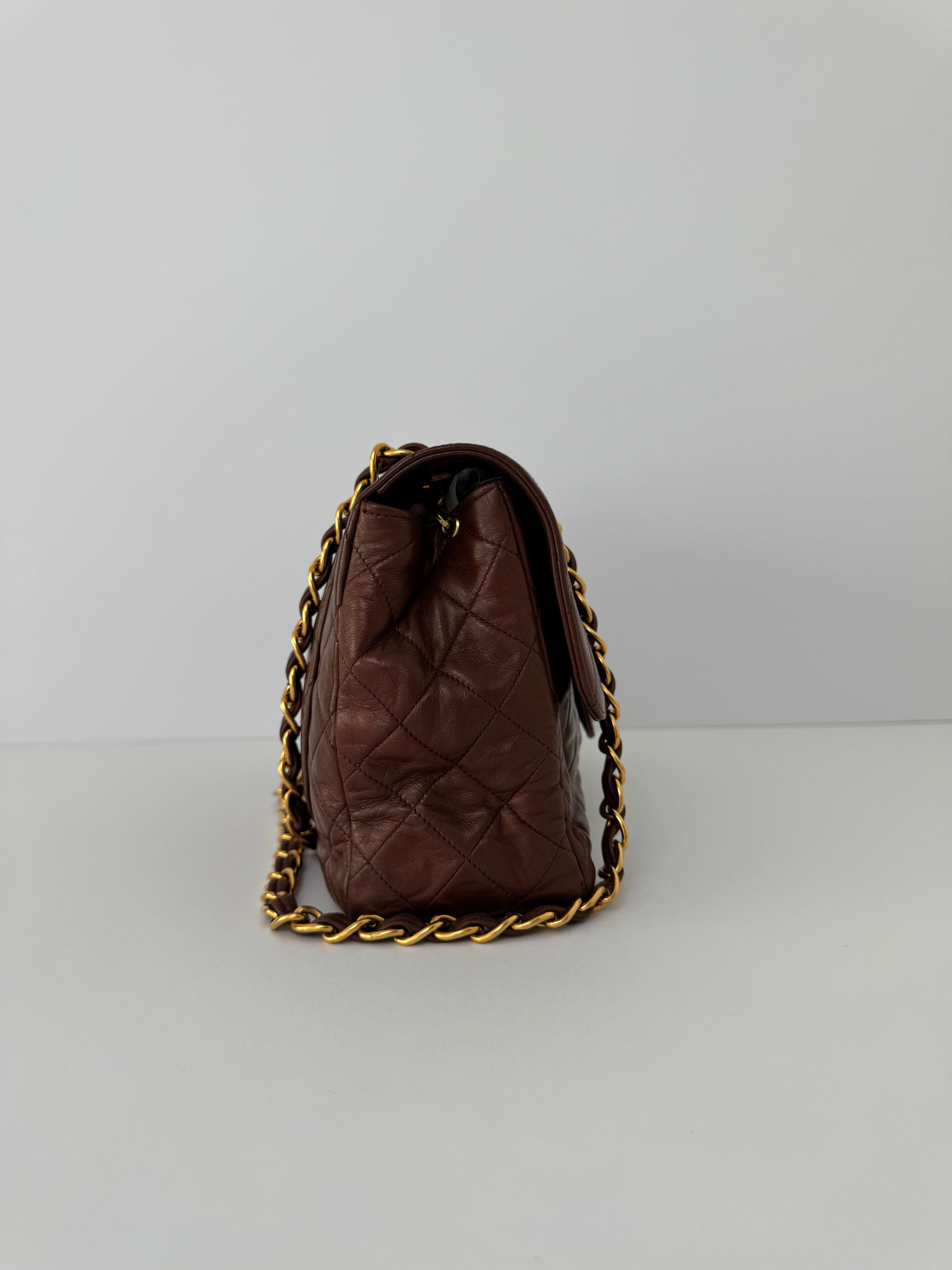 Chanel Vintage Brown Quilted Crossbody Flap