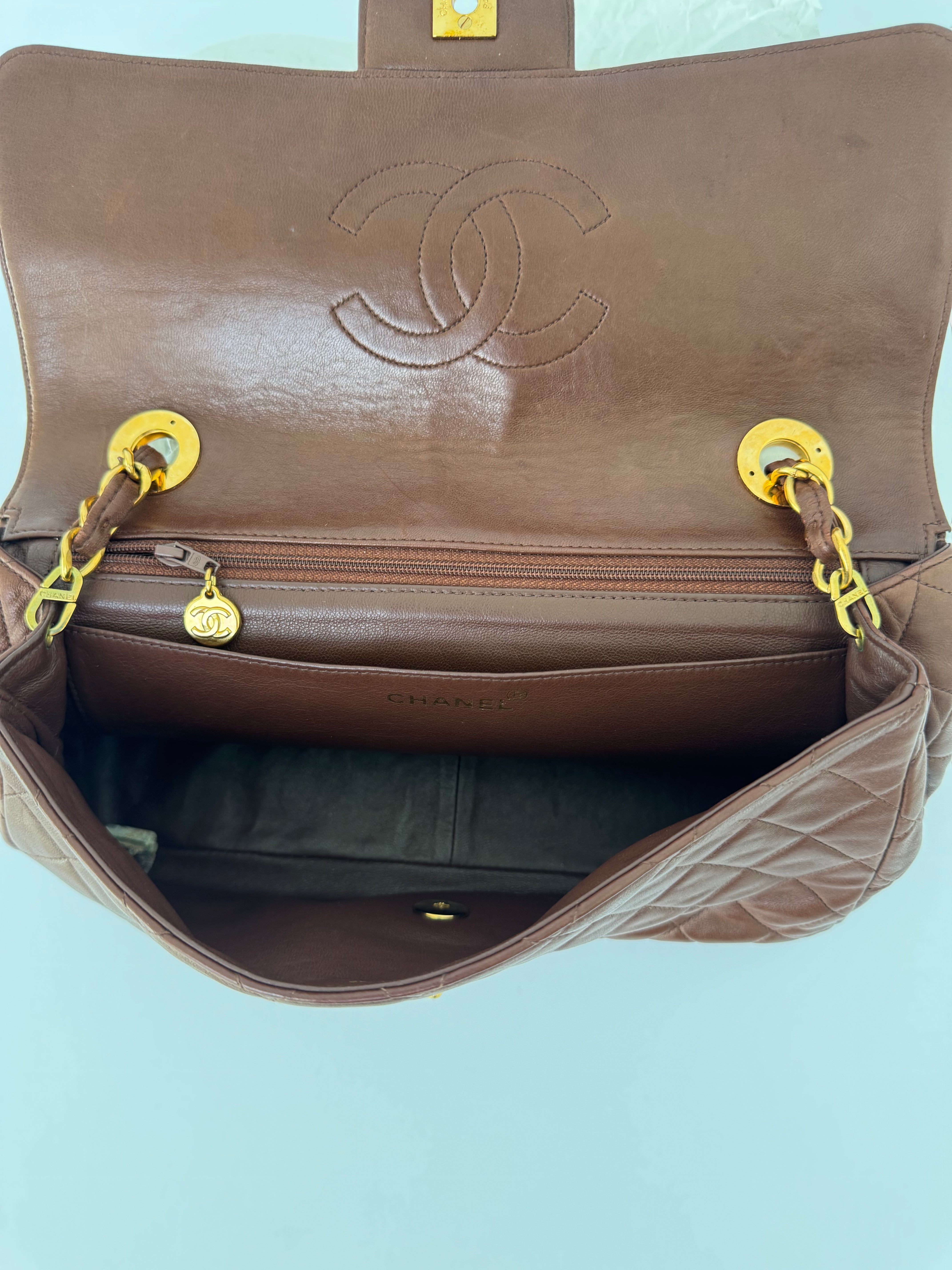 Chanel Vintage Brown Quilted Crossbody Flap