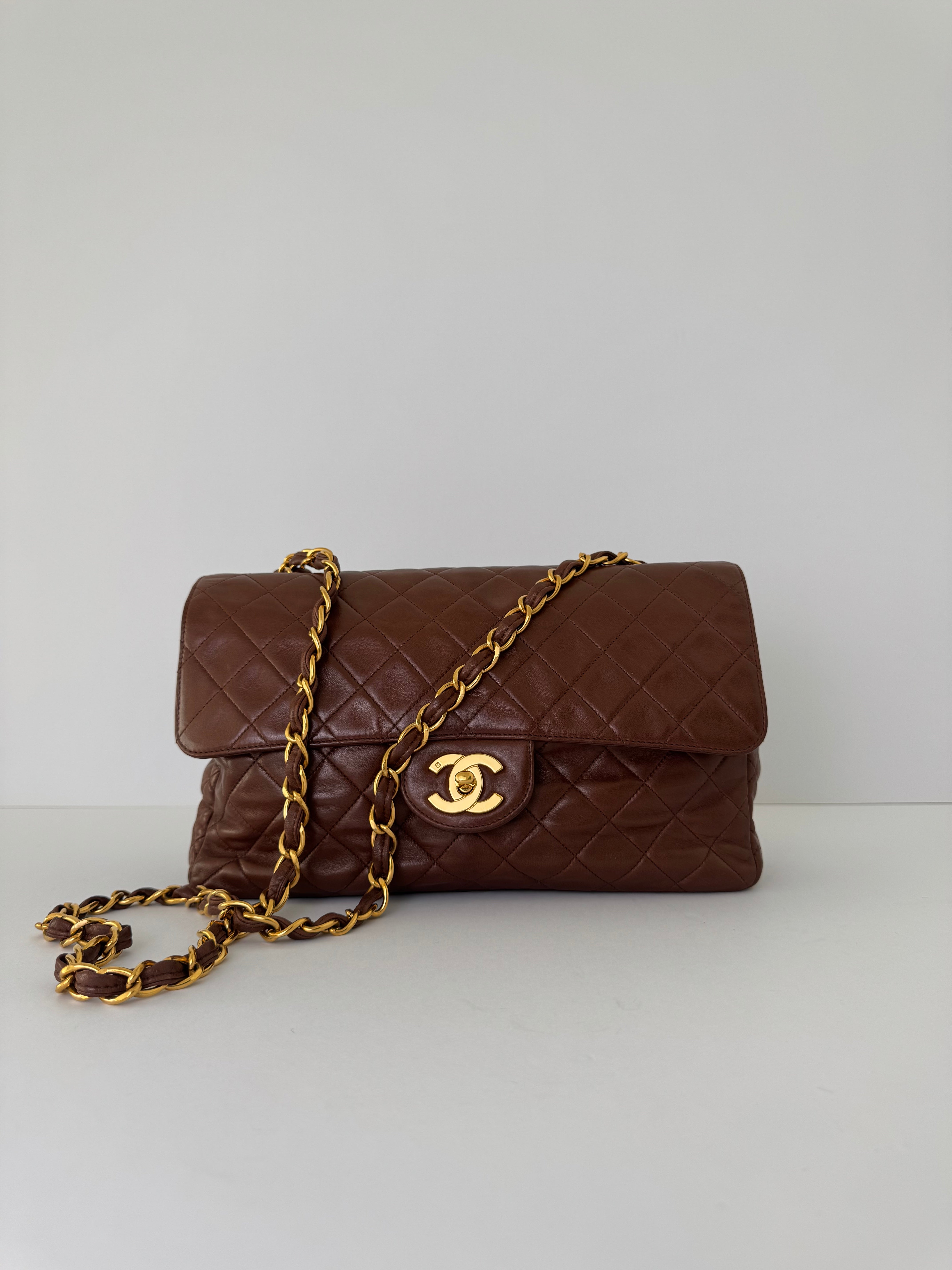 Chanel Vintage Brown Quilted Crossbody Flap