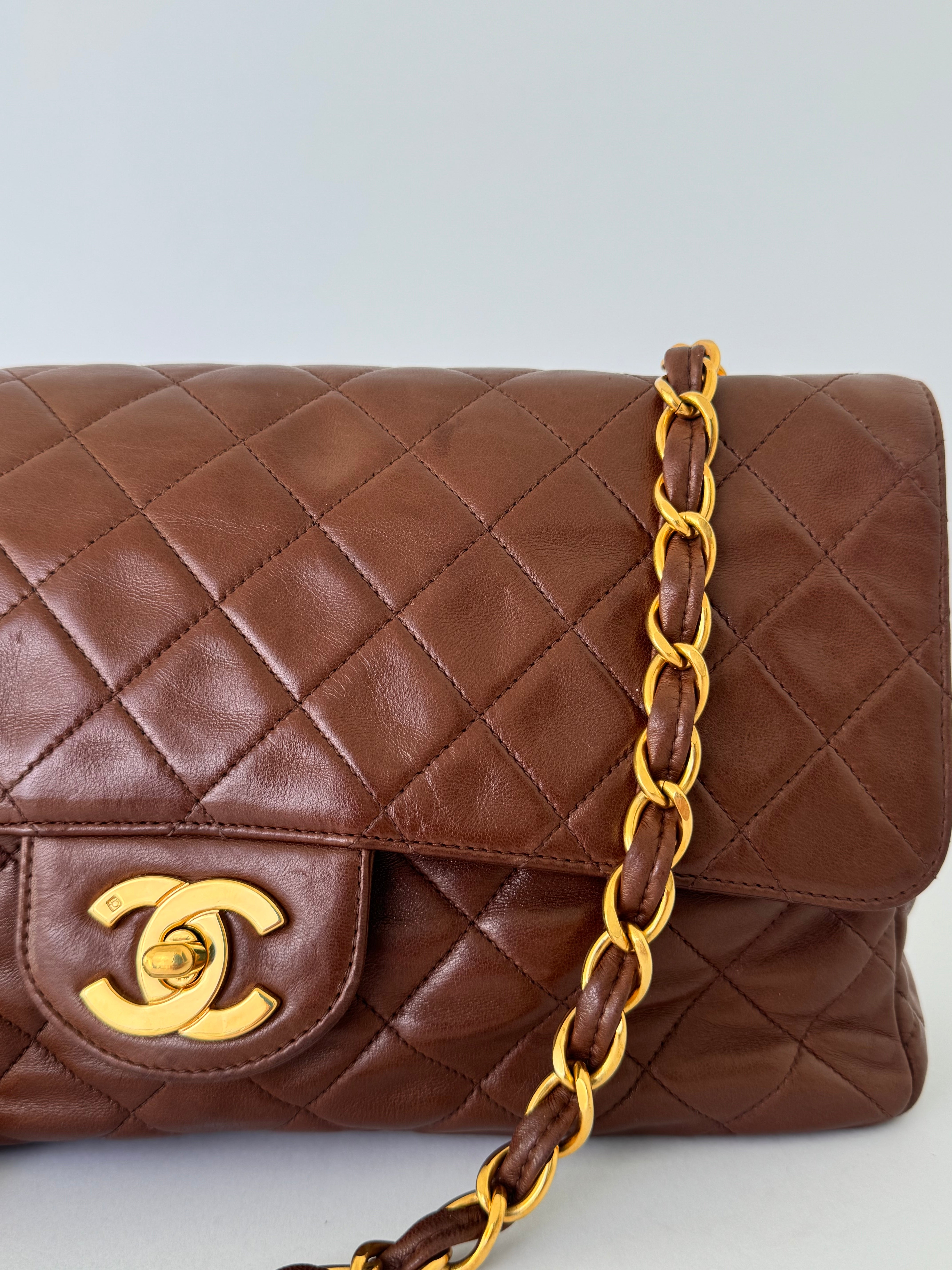 Chanel Vintage Brown Quilted Crossbody Flap