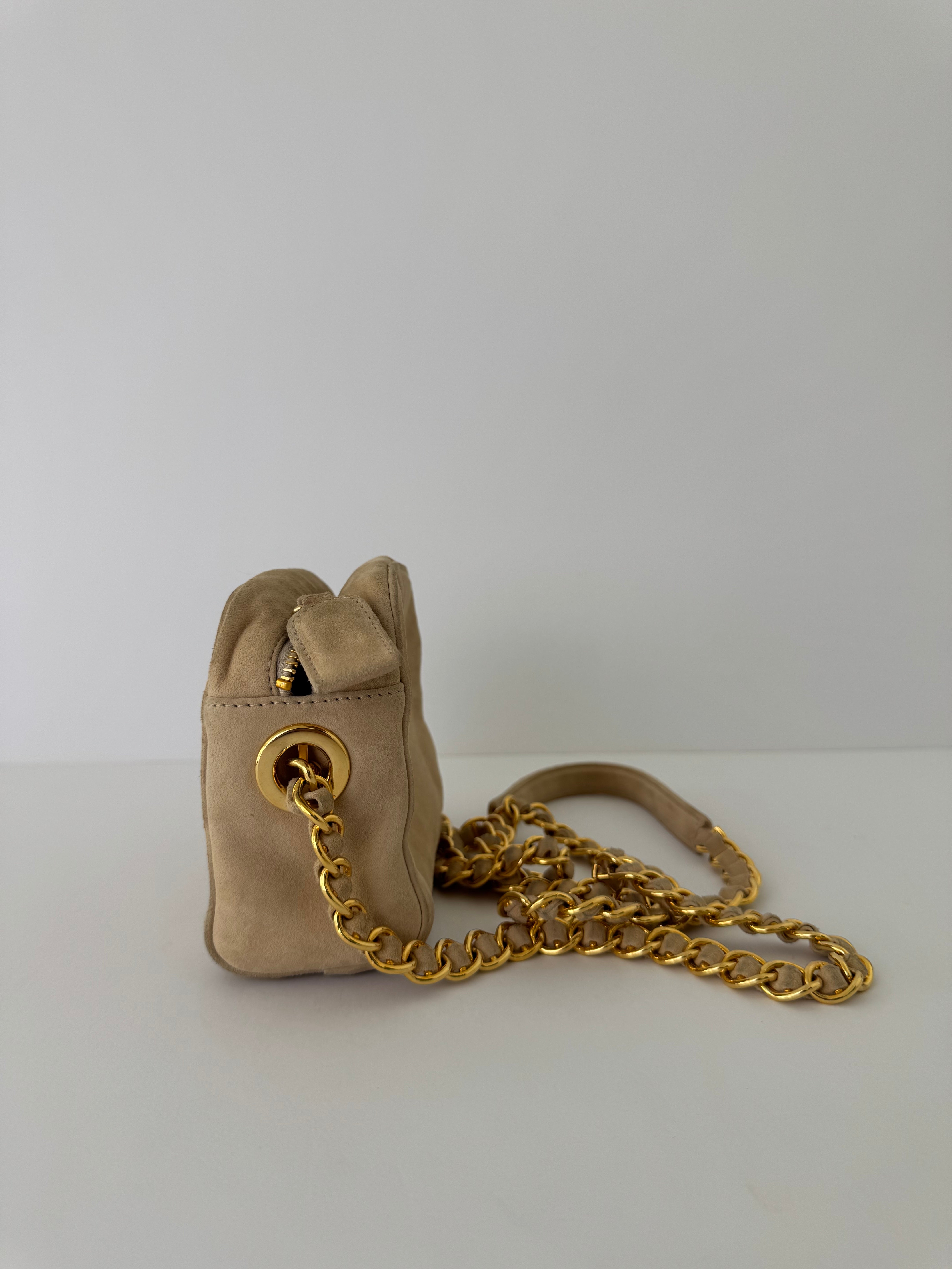 Prada Beige Suede Crossbody Bag
