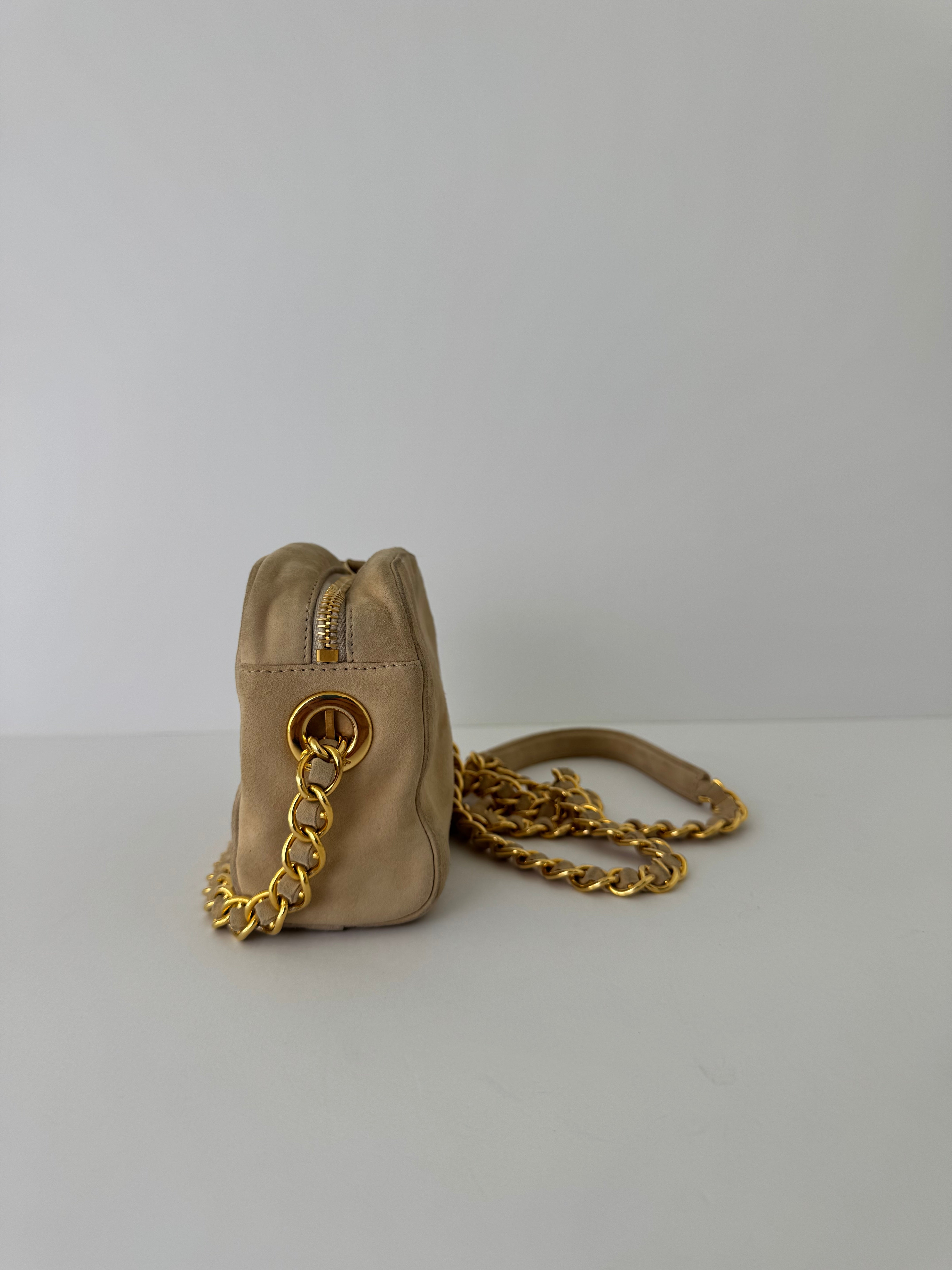 Prada Beige Suede Crossbody Bag