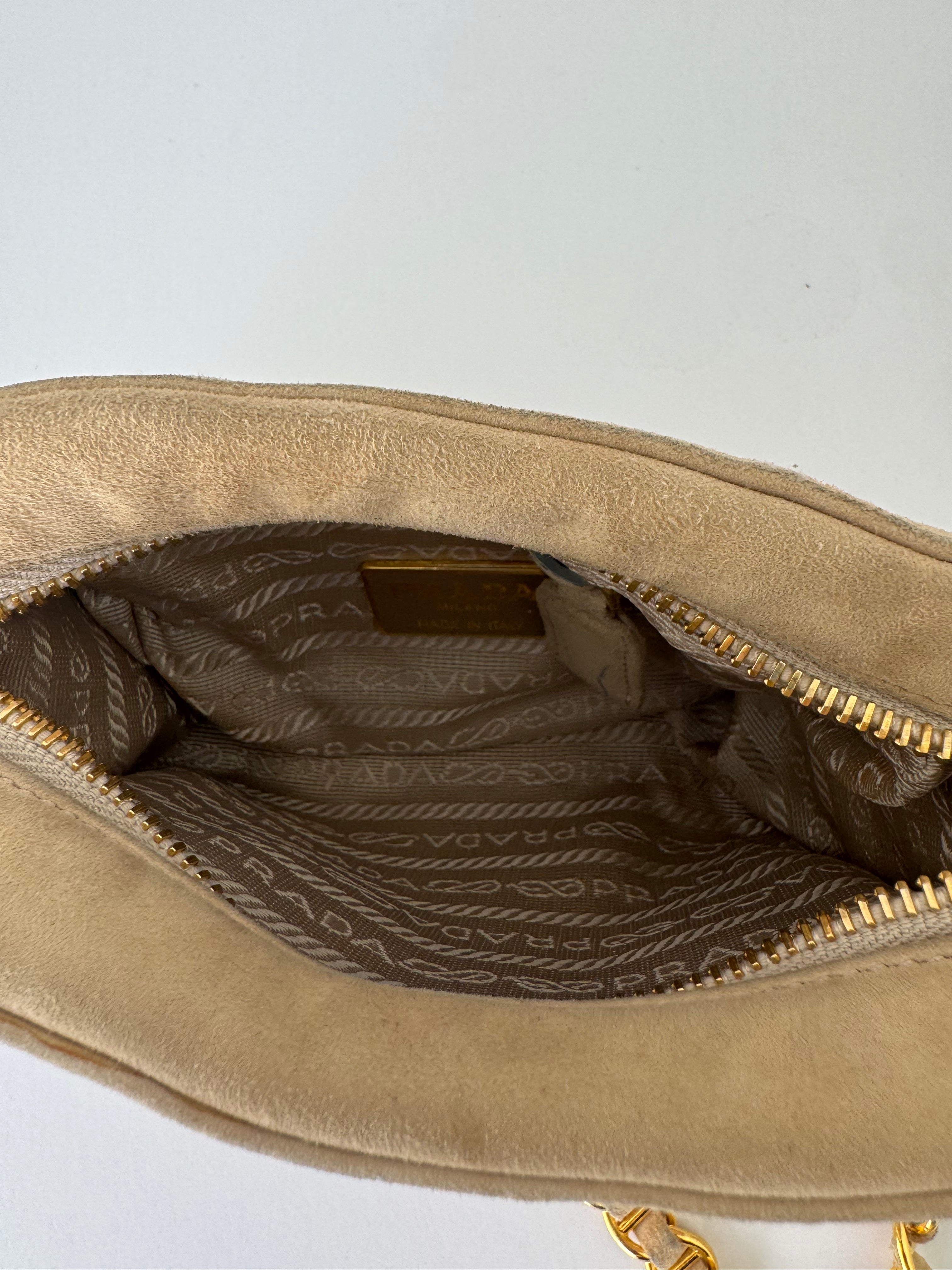 Prada Beige Suede Crossbody Bag