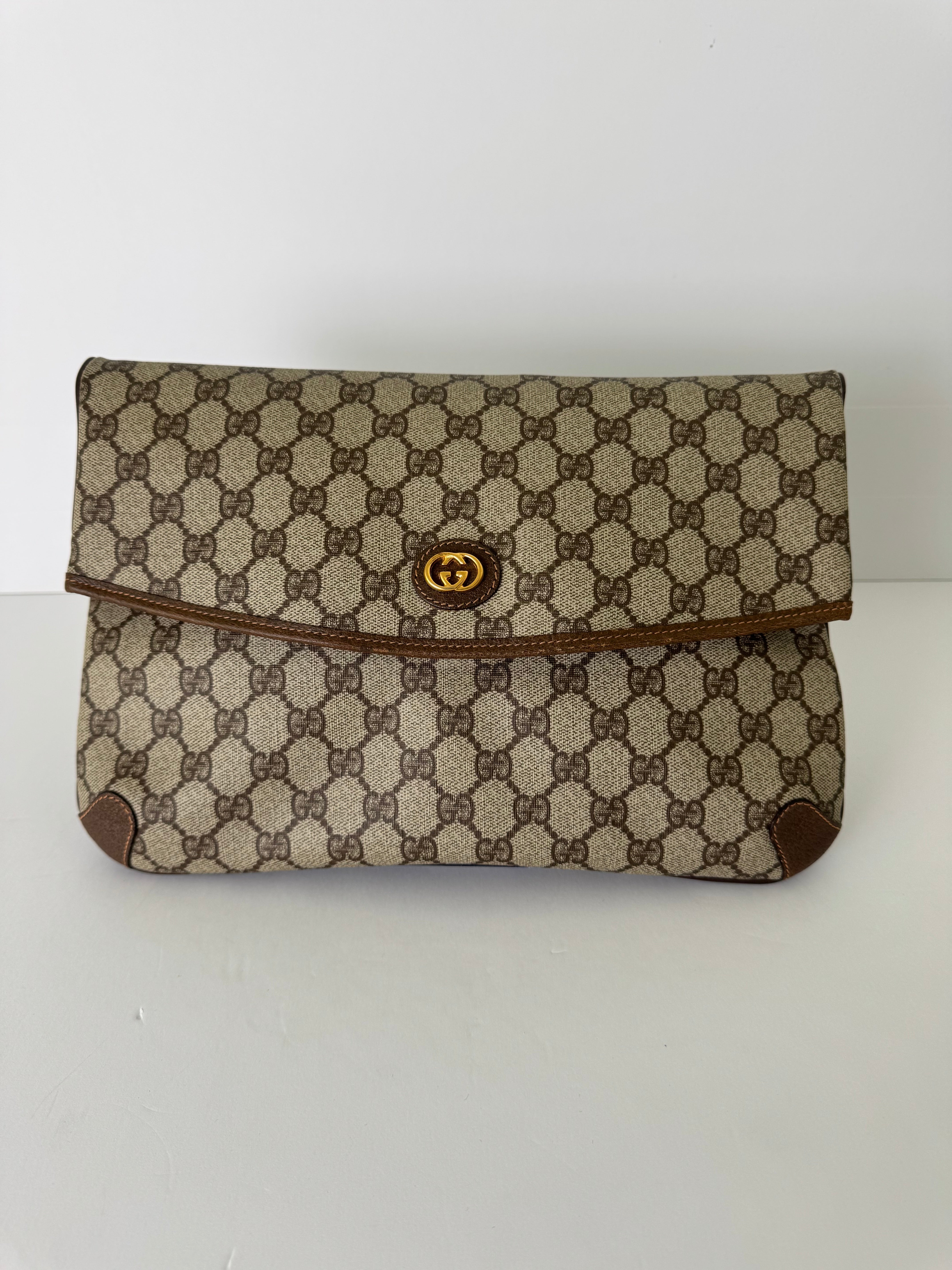 Gucci Canvas Monogram Flap Clutch