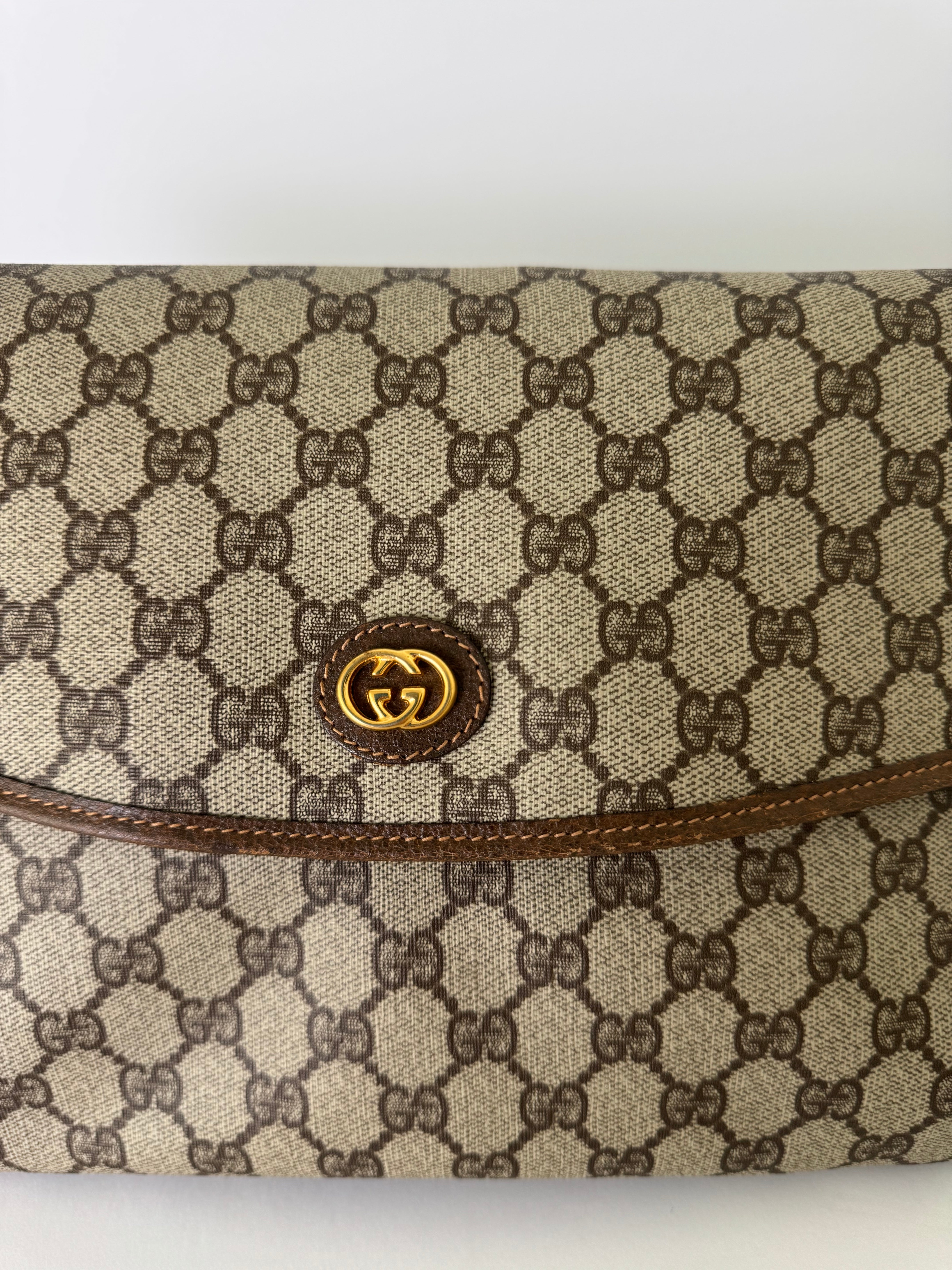 Gucci Canvas Monogram Flap Clutch