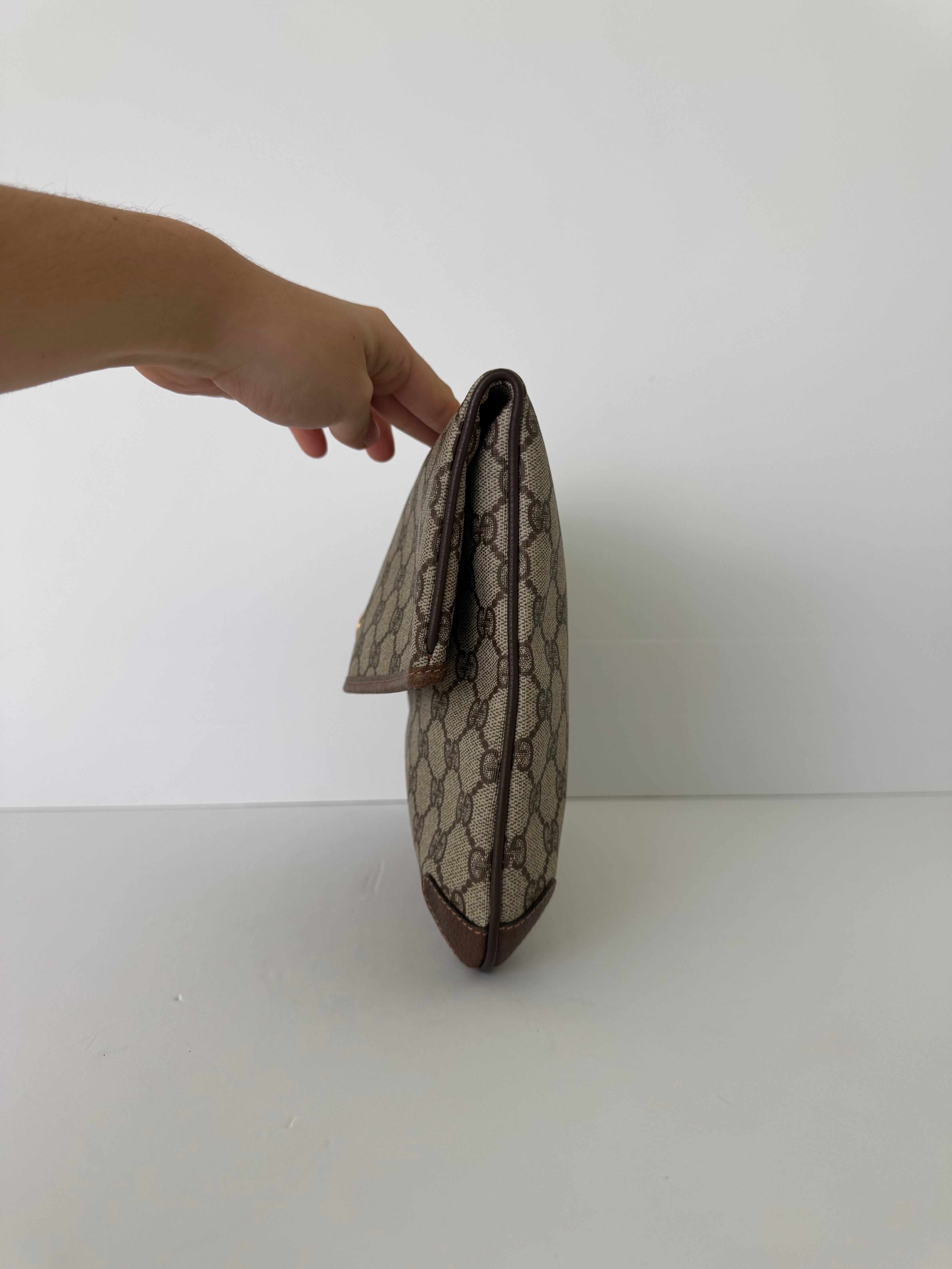 Gucci Canvas Monogram Flap Clutch