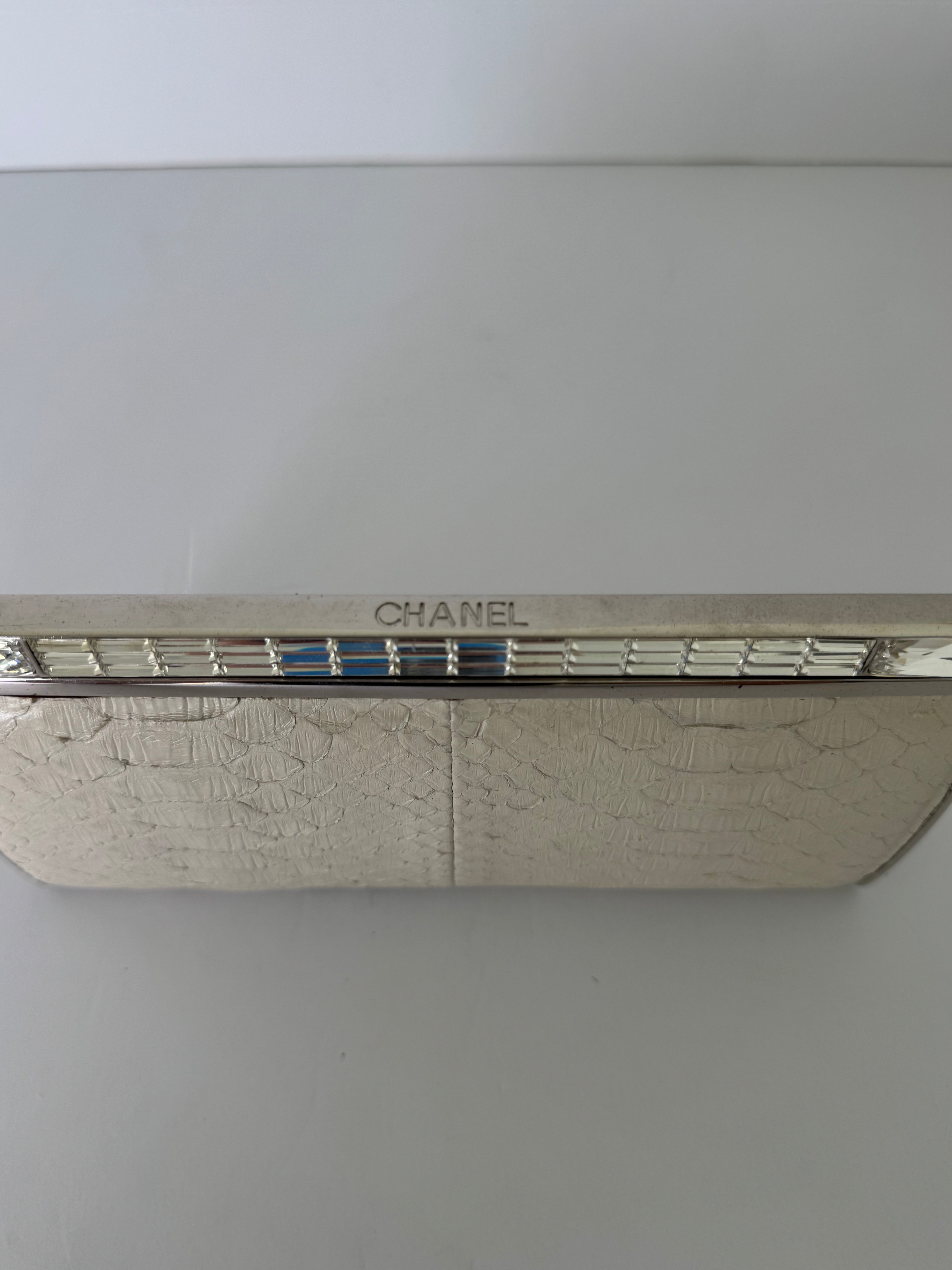Chanel Crystal Embellished Python Evening Clutch Minaudière Extremely Rare