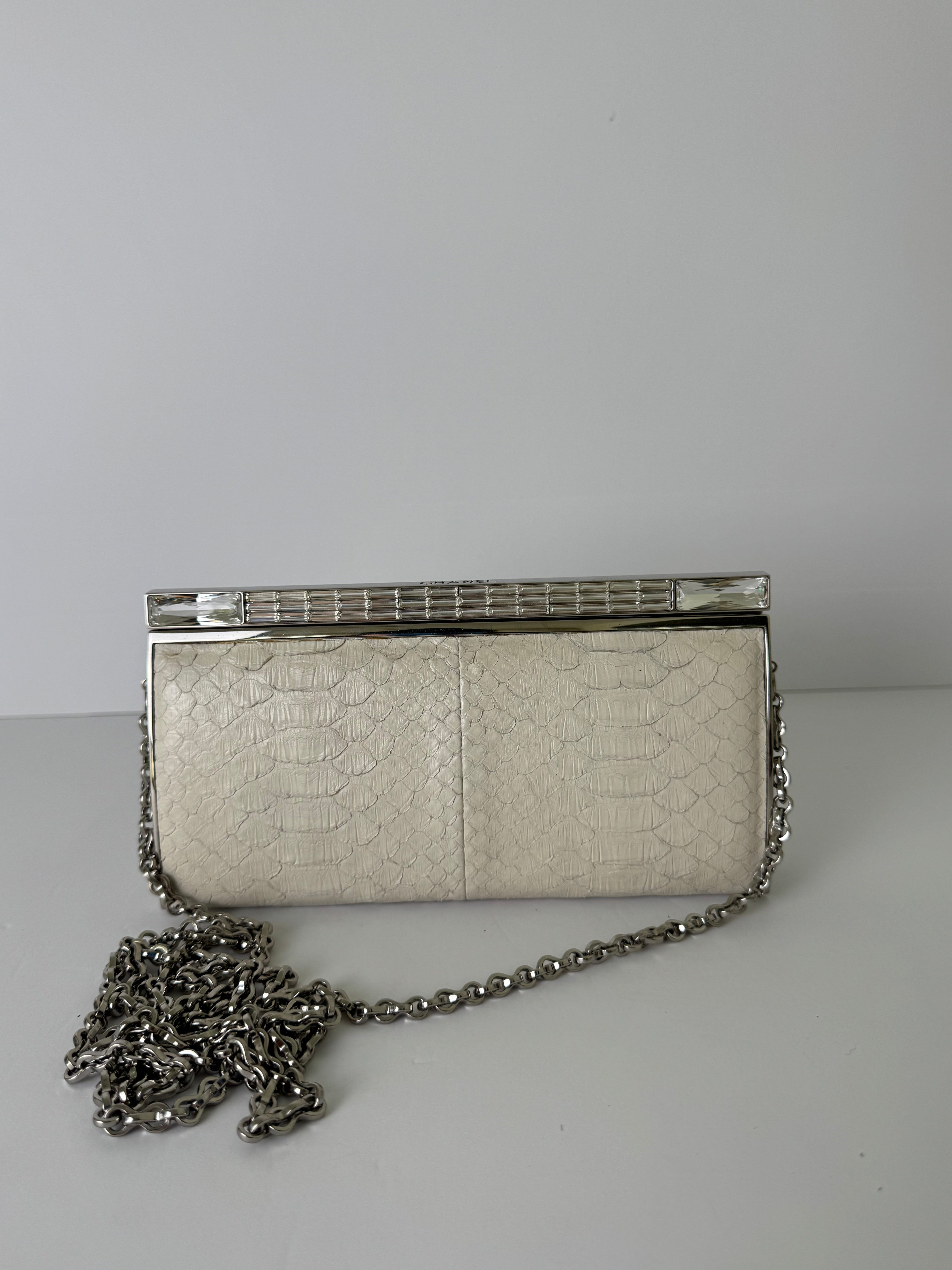 Chanel Crystal Embellished Python Evening Clutch Minaudière Extremely Rare