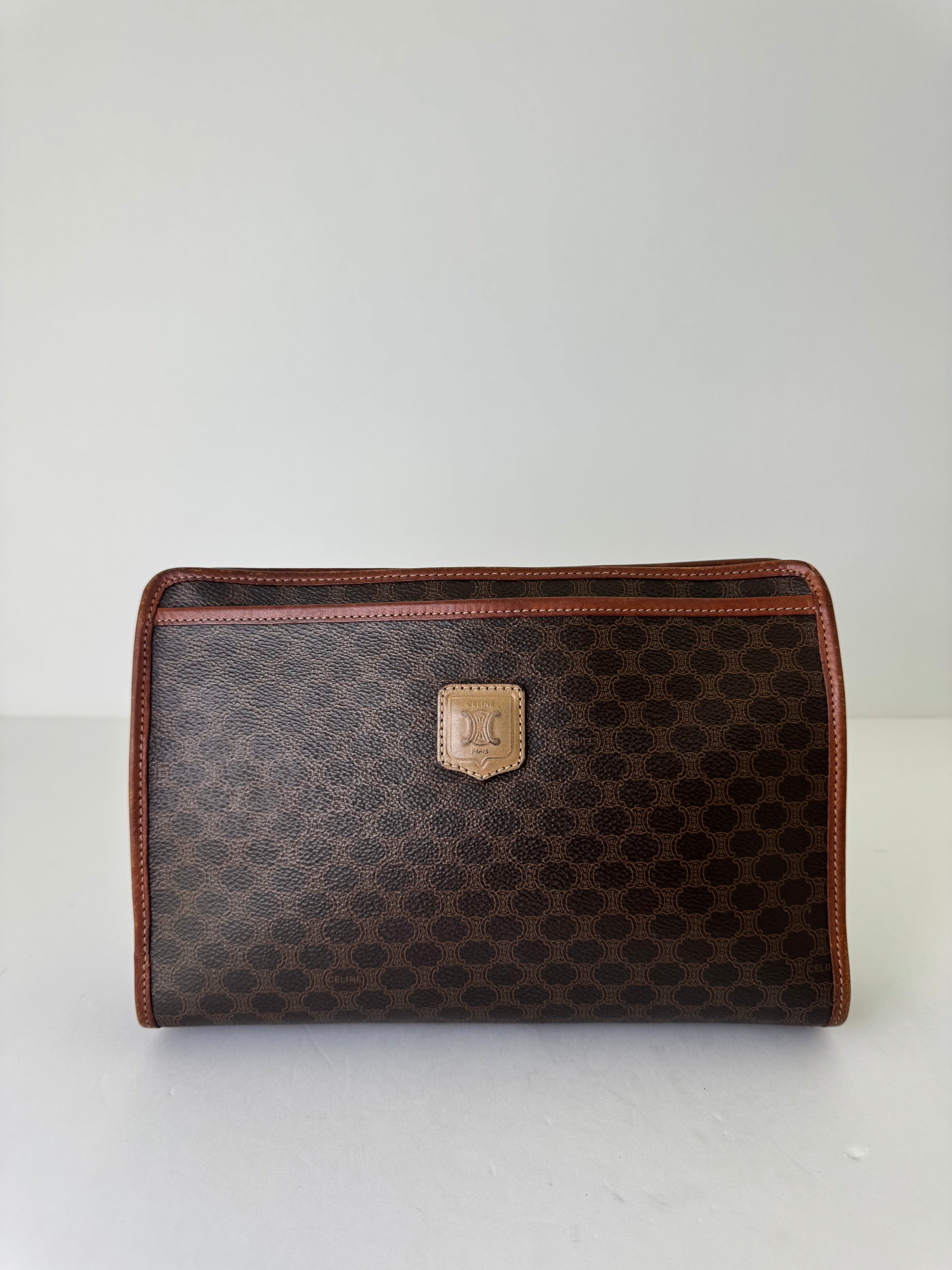 Celine Brown Macadam Clutch Medium