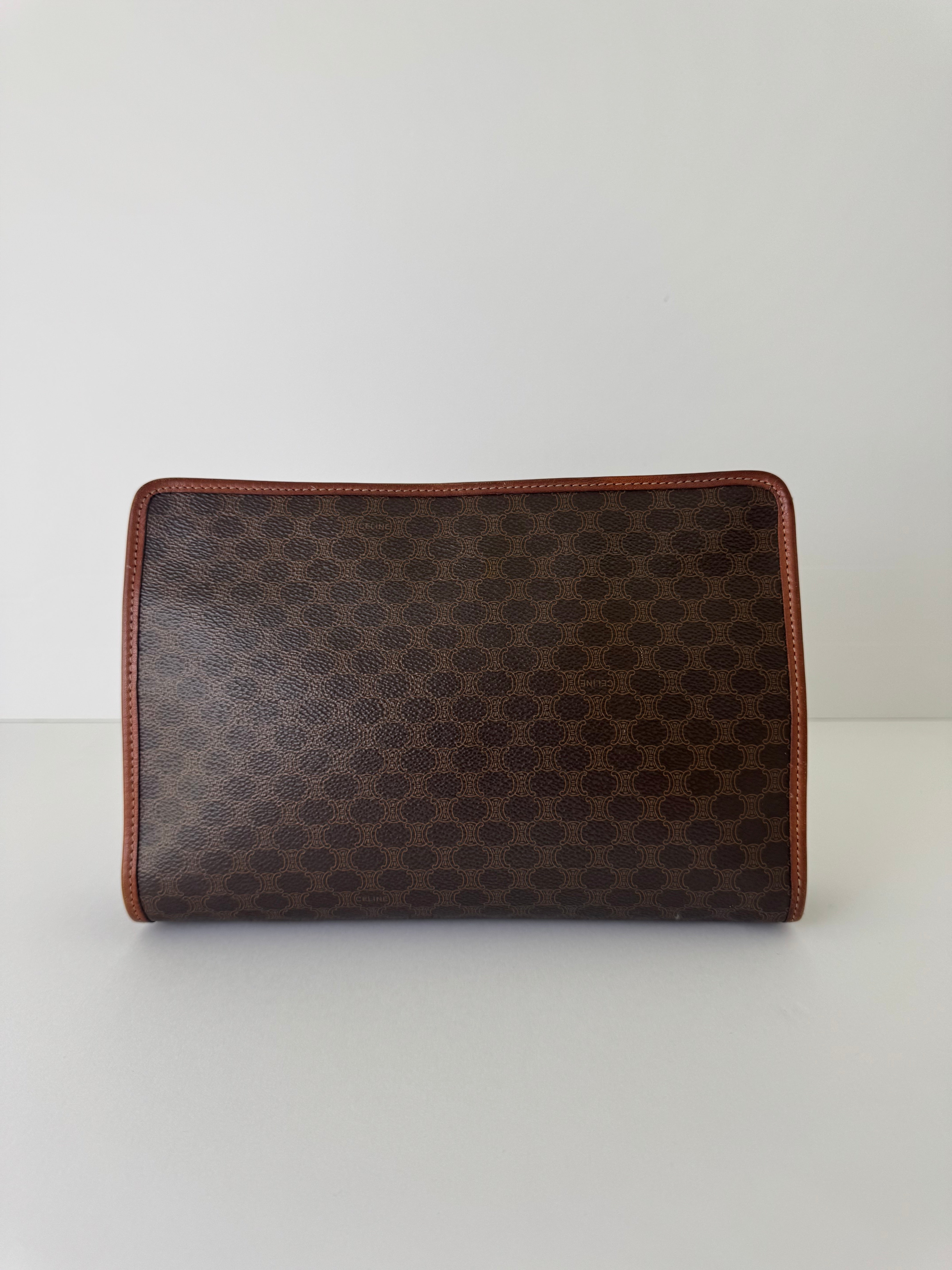 Celine Brown Macadam Clutch Medium