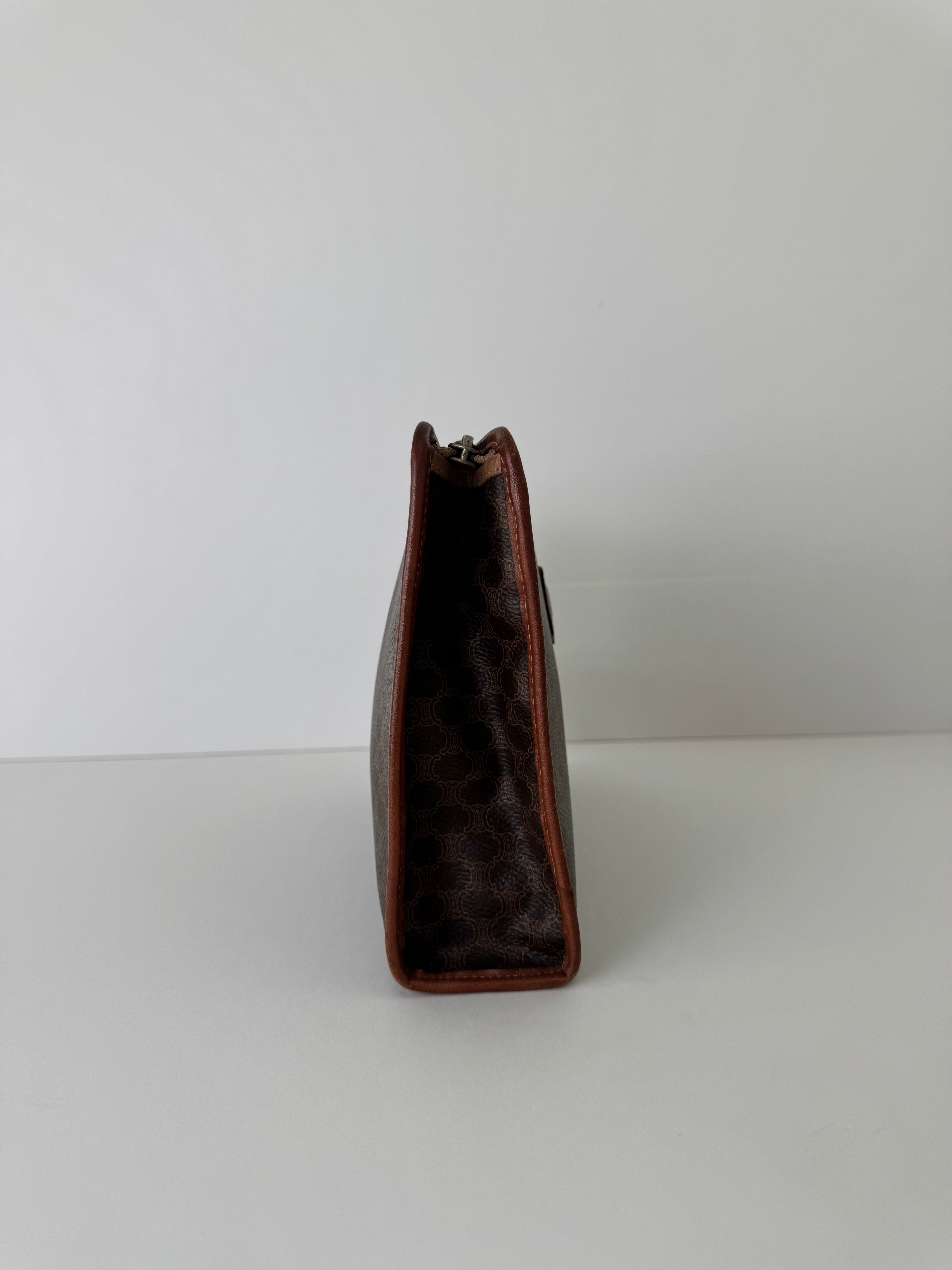 Celine Brown Macadam Clutch Medium