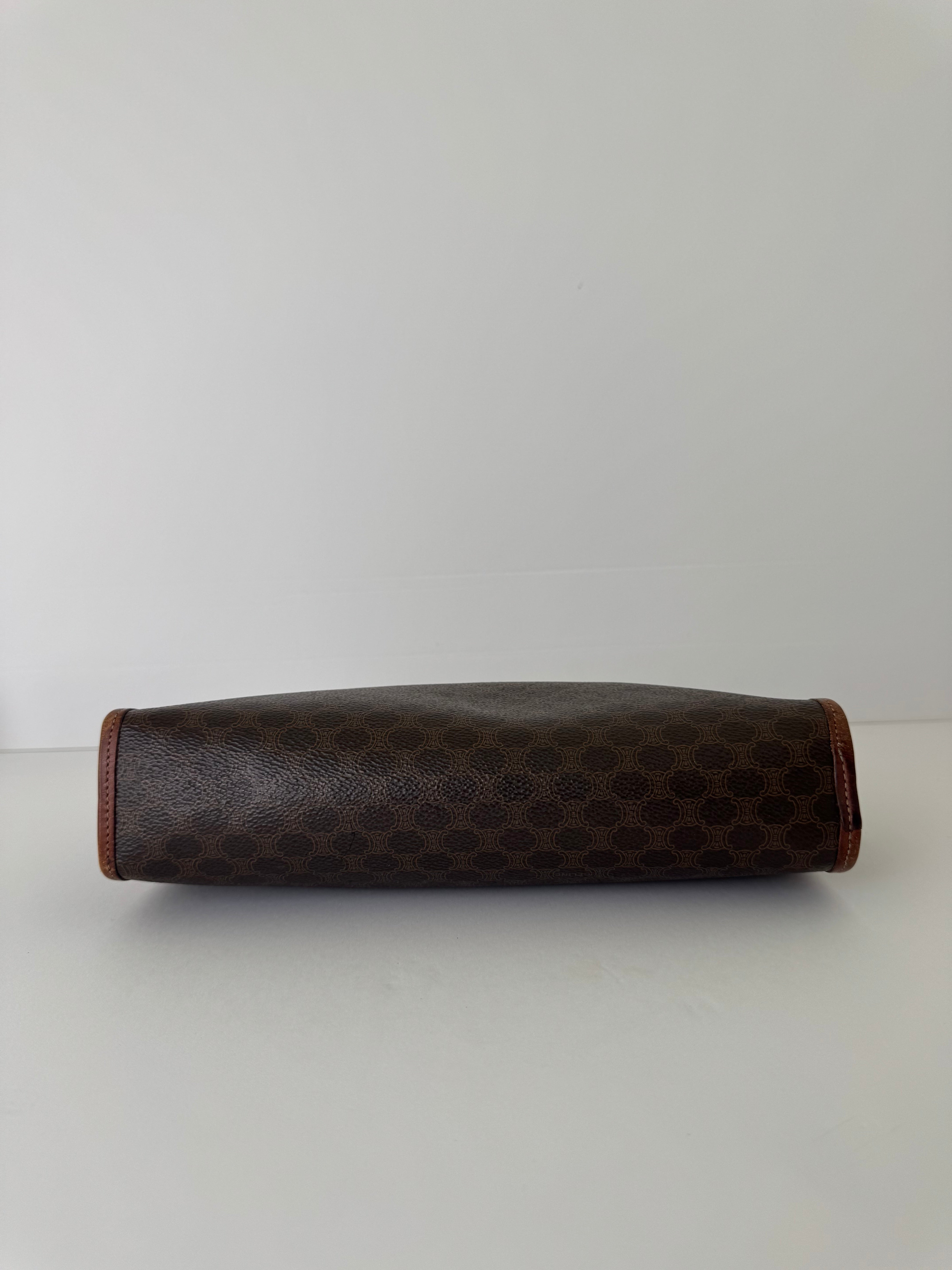 Celine Brown Macadam Clutch Medium