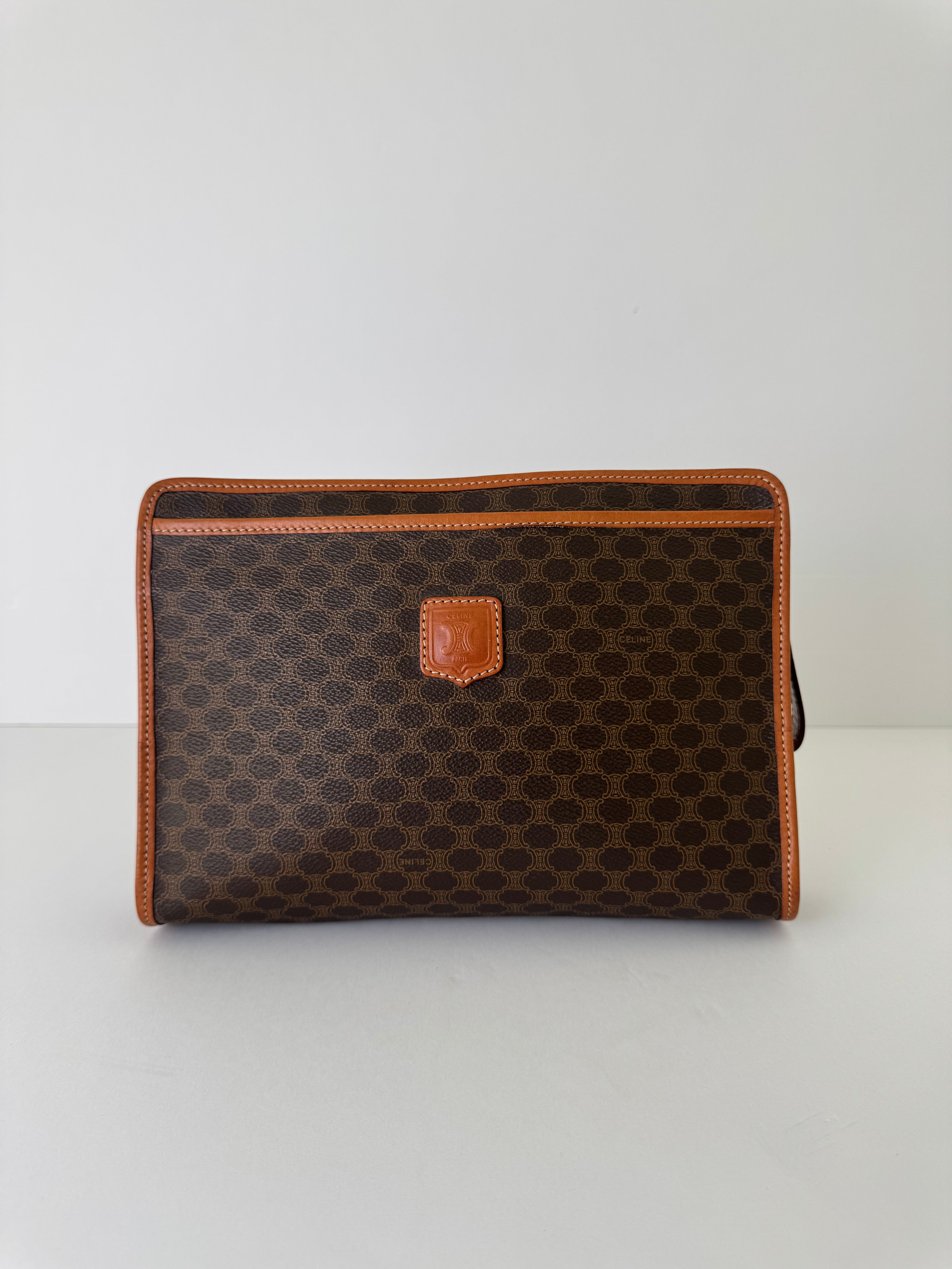 Céline Macadam Canvas Zip Clutch