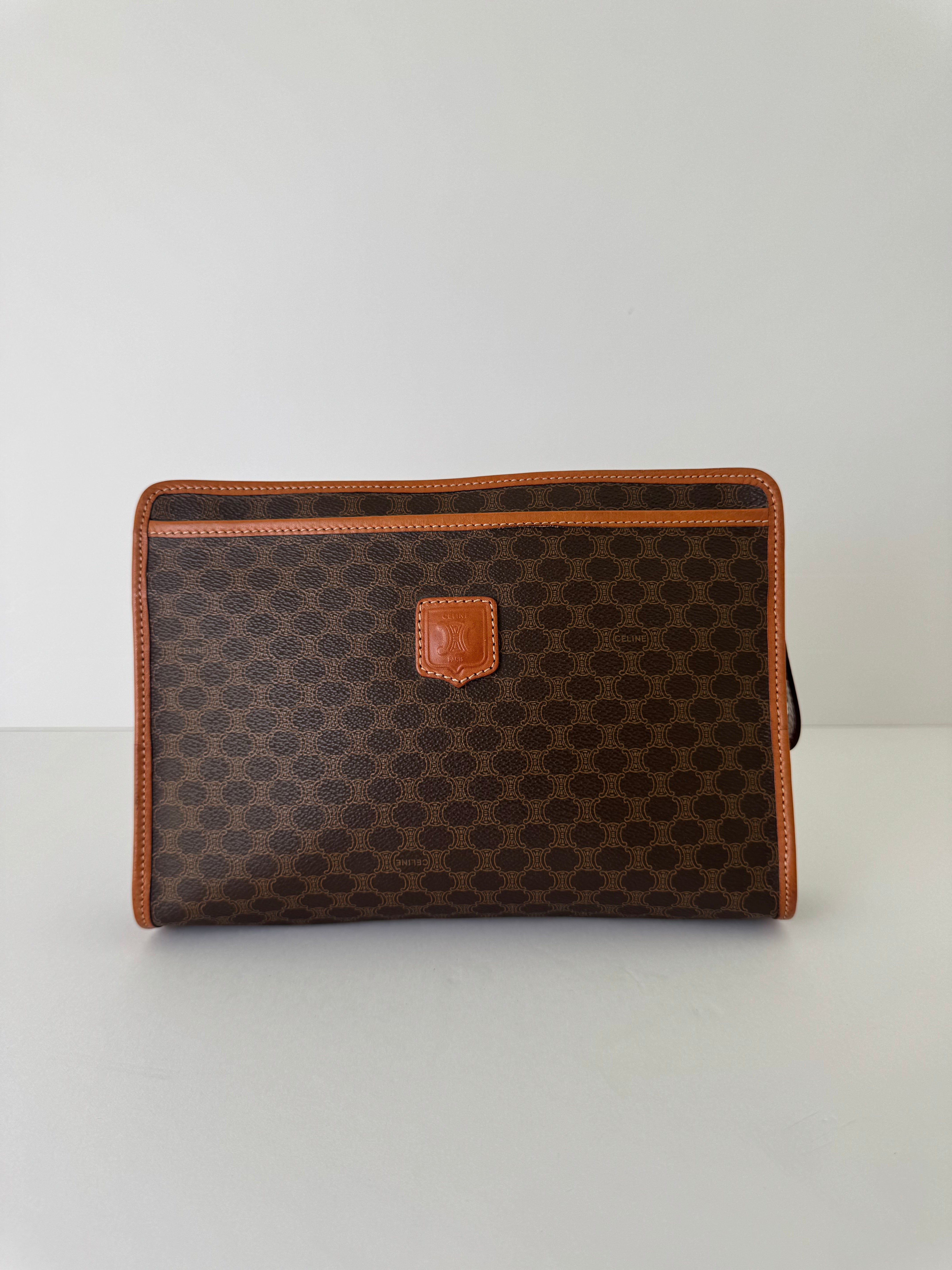 Céline Macadam Canvas Zip Clutch