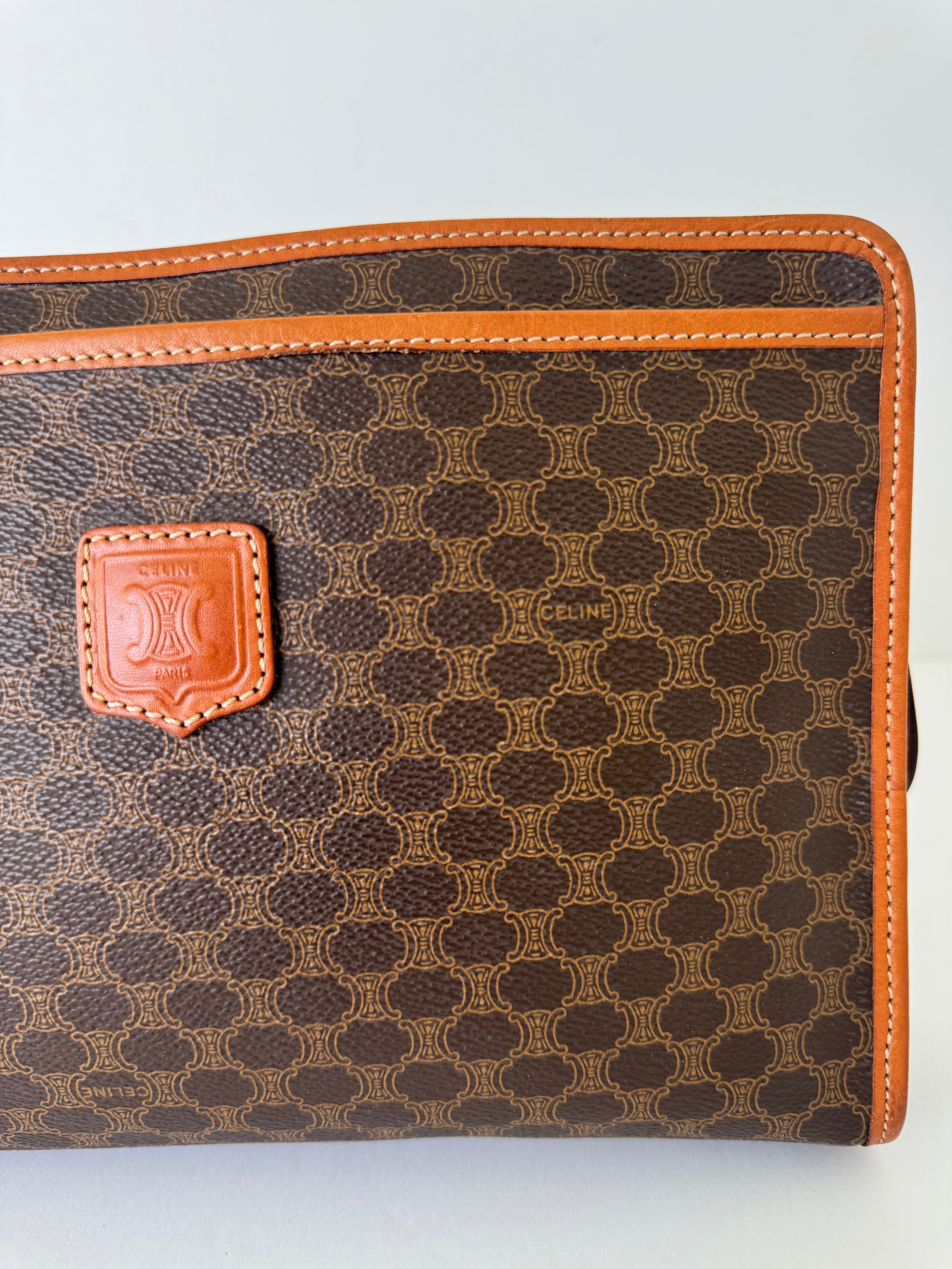 Céline Macadam Canvas Zip Clutch