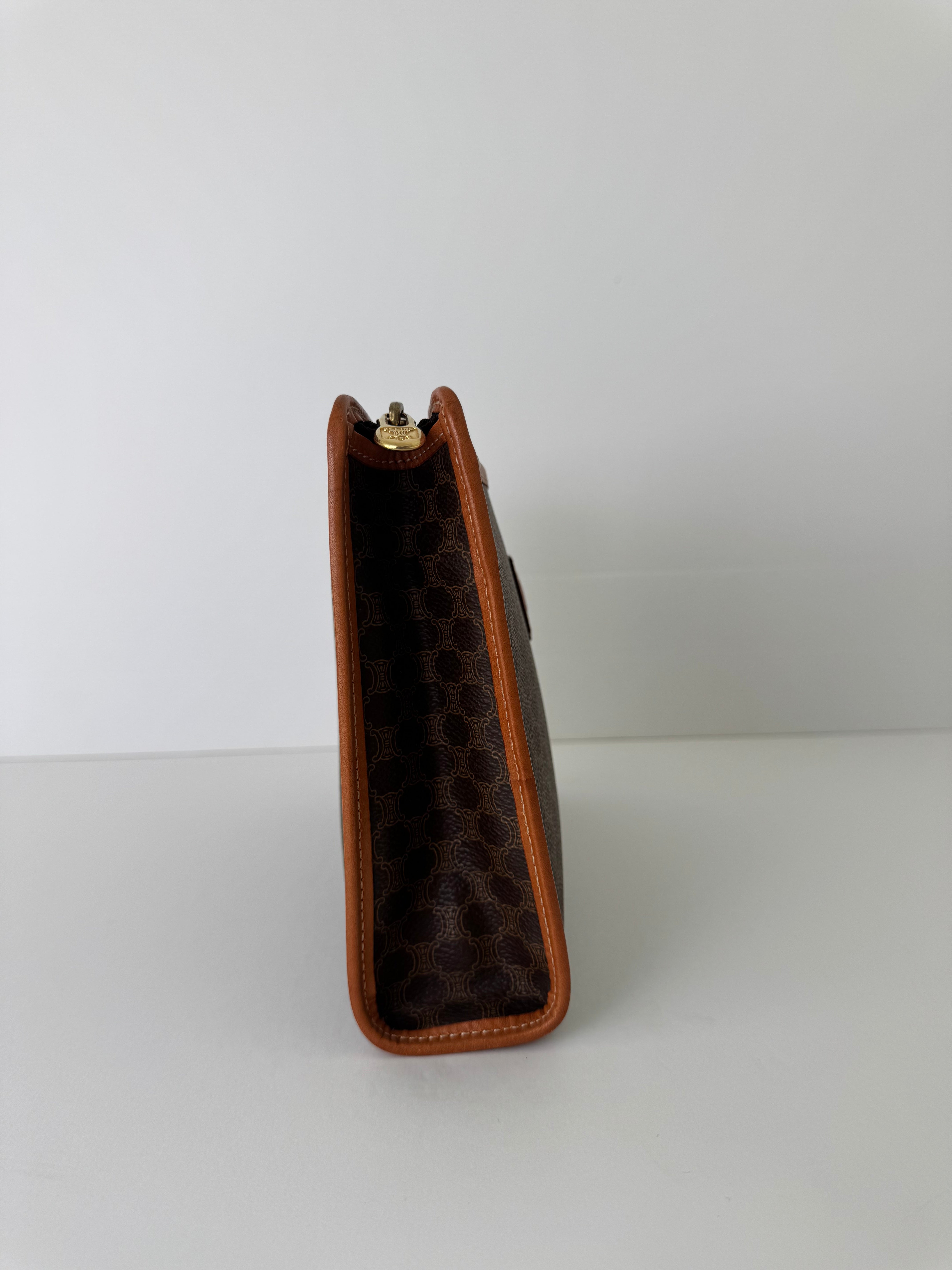 Céline Macadam Canvas Zip Clutch