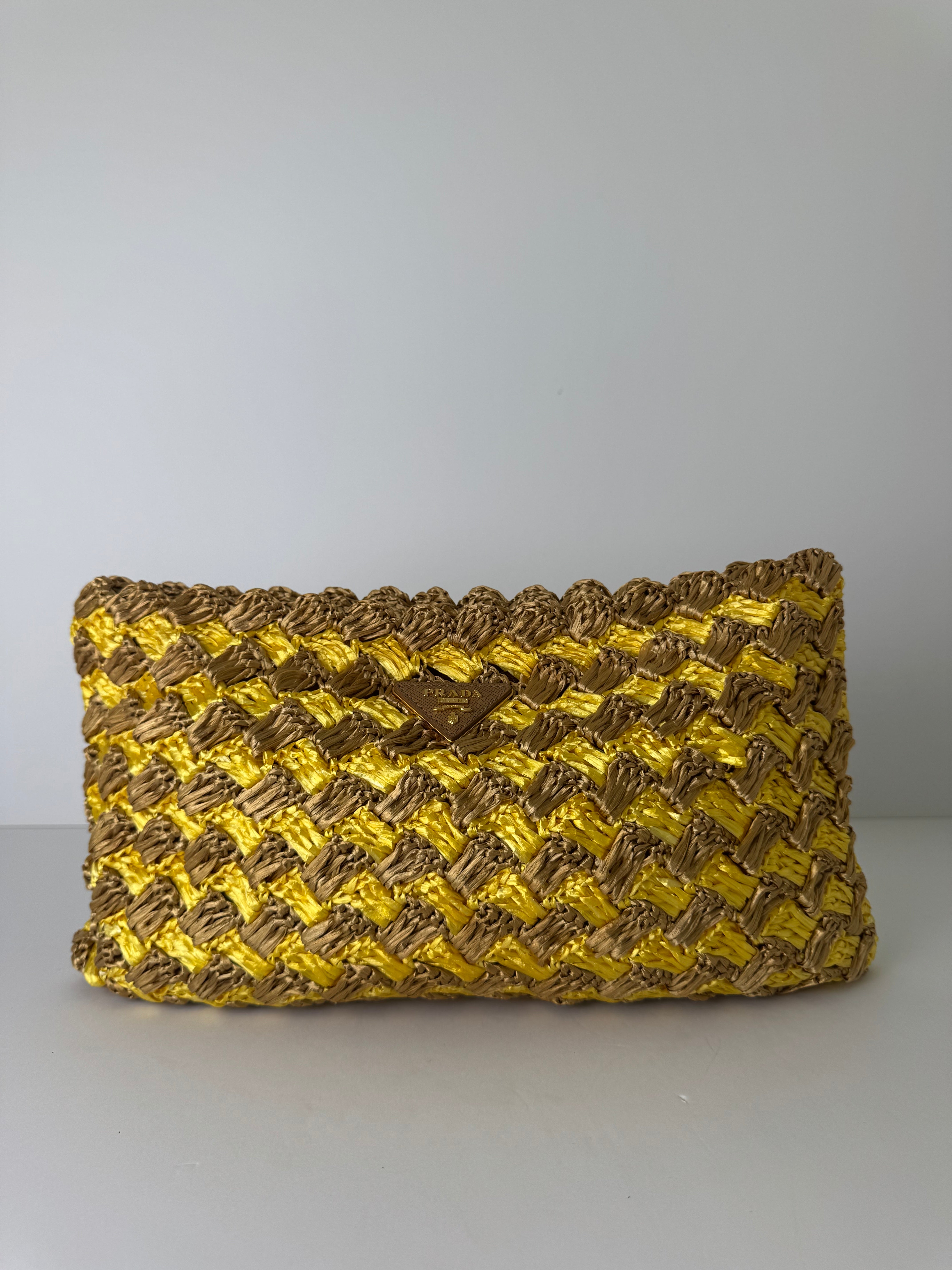 Prada Raffia Woven Clutch