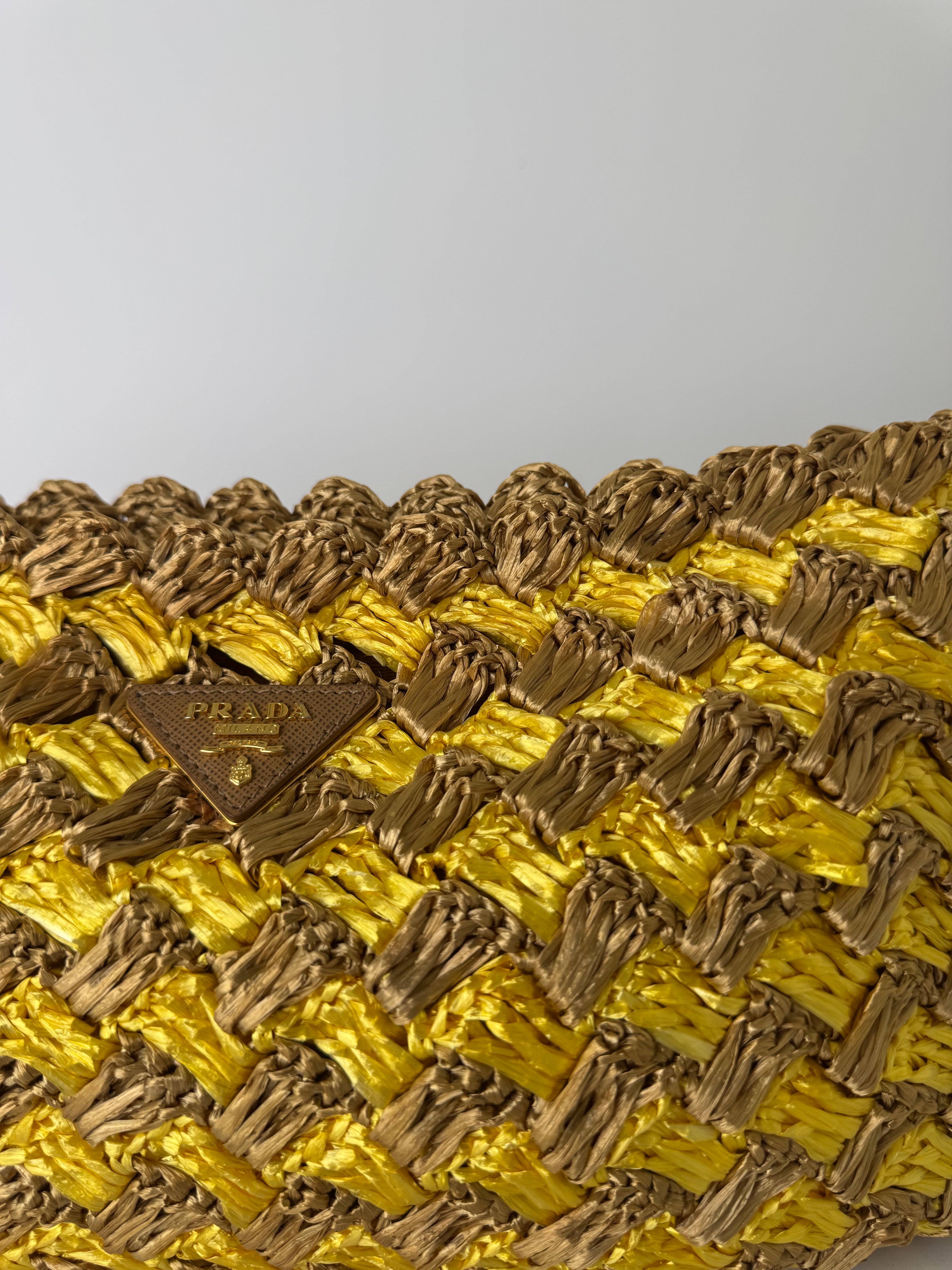 Prada Raffia Woven Clutch