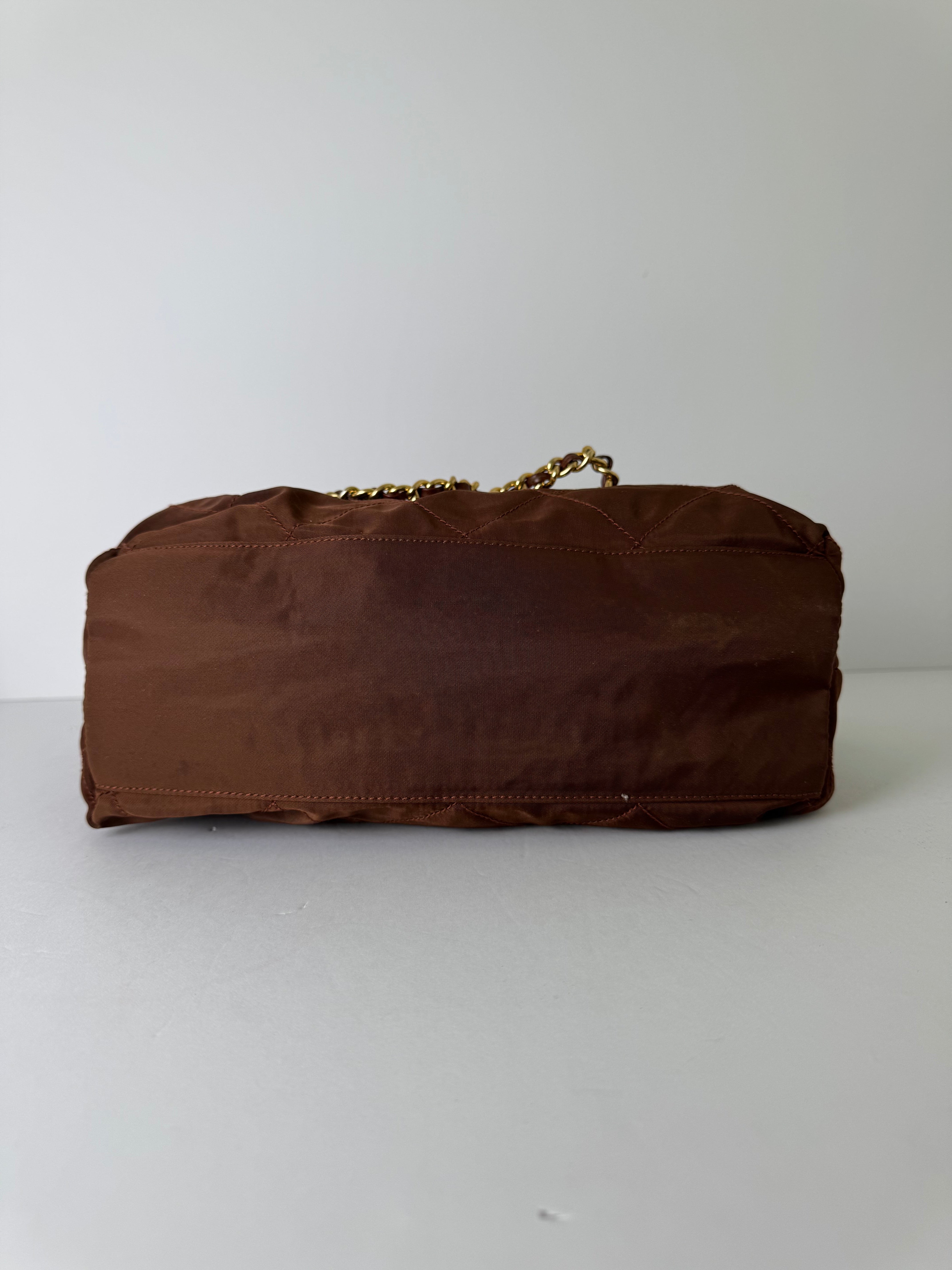 Prada Nylon Quilted Brown Shoulder Bag