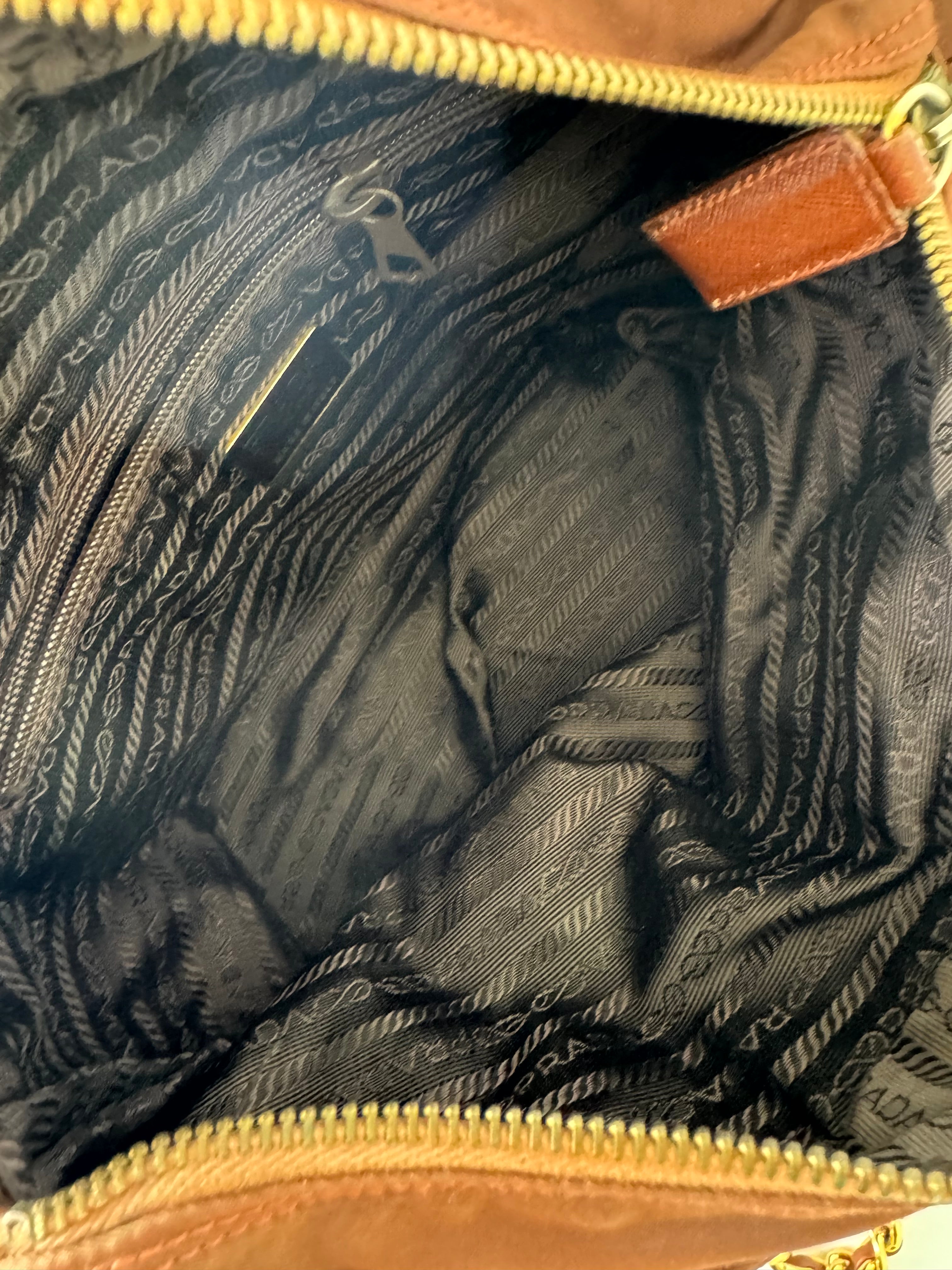 Prada Nylon Quilted Brown Shoulder Bag