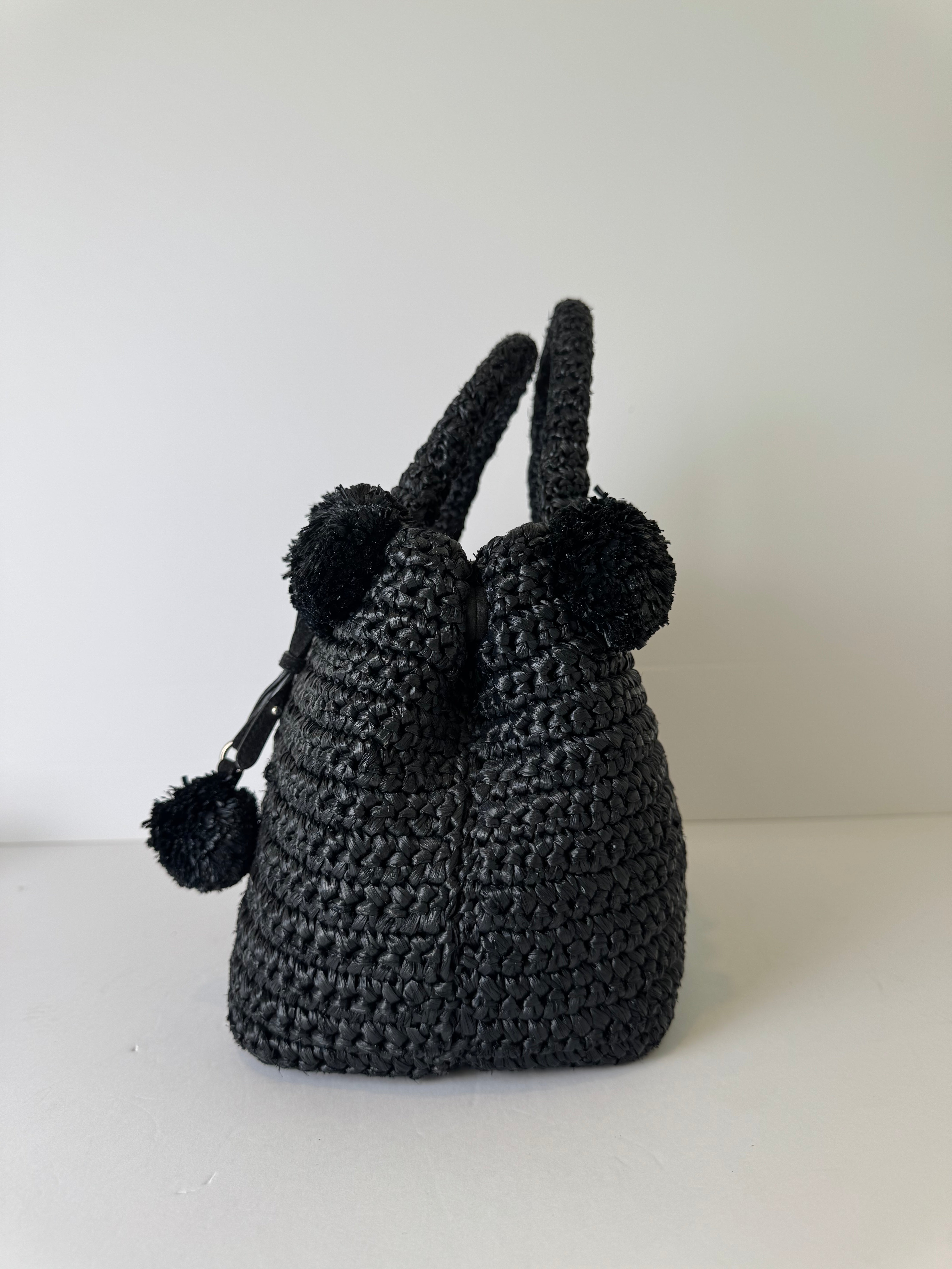 Prada Vintage Raffia Handle Bag