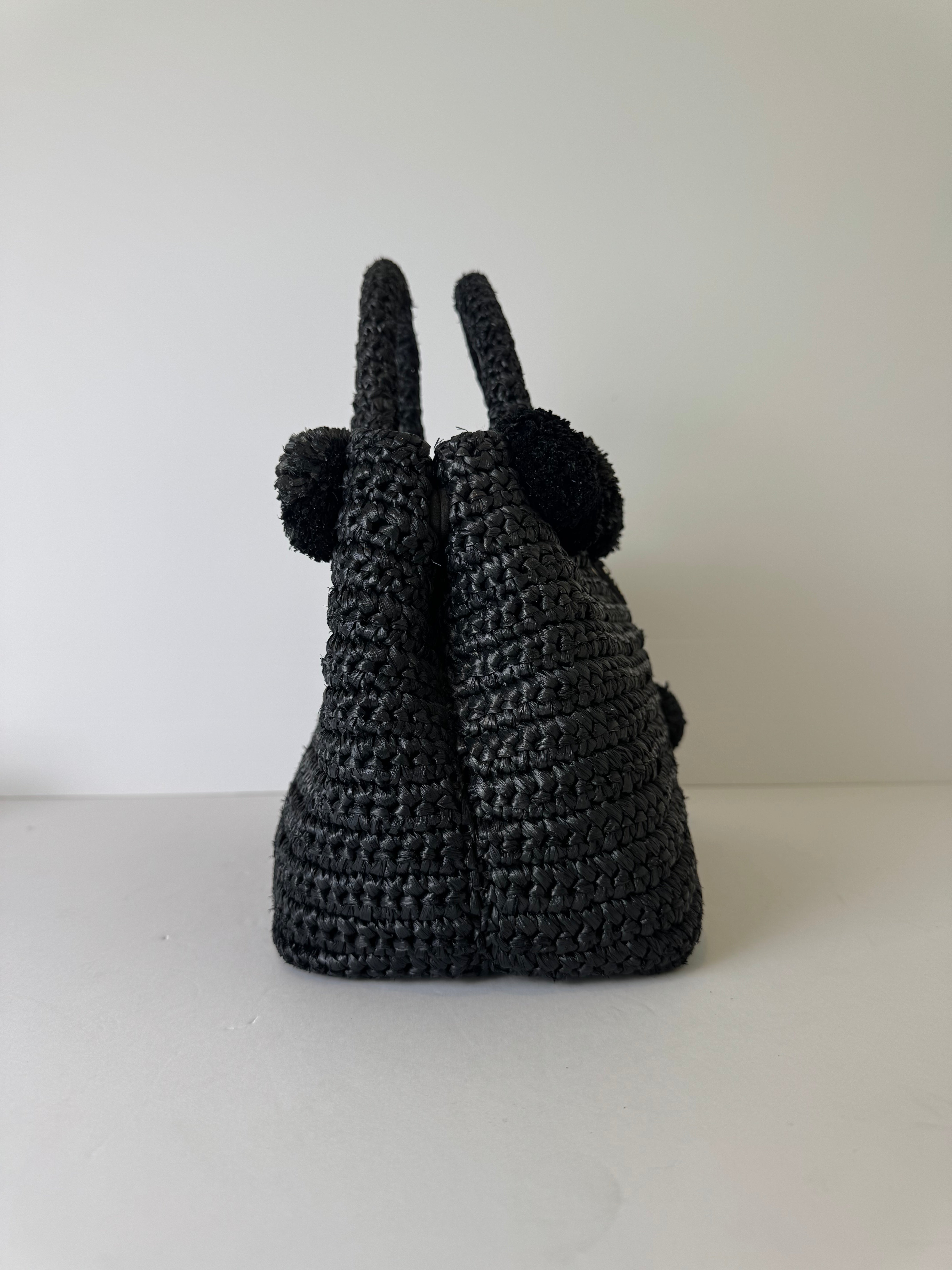 Prada Vintage Raffia Handle Bag